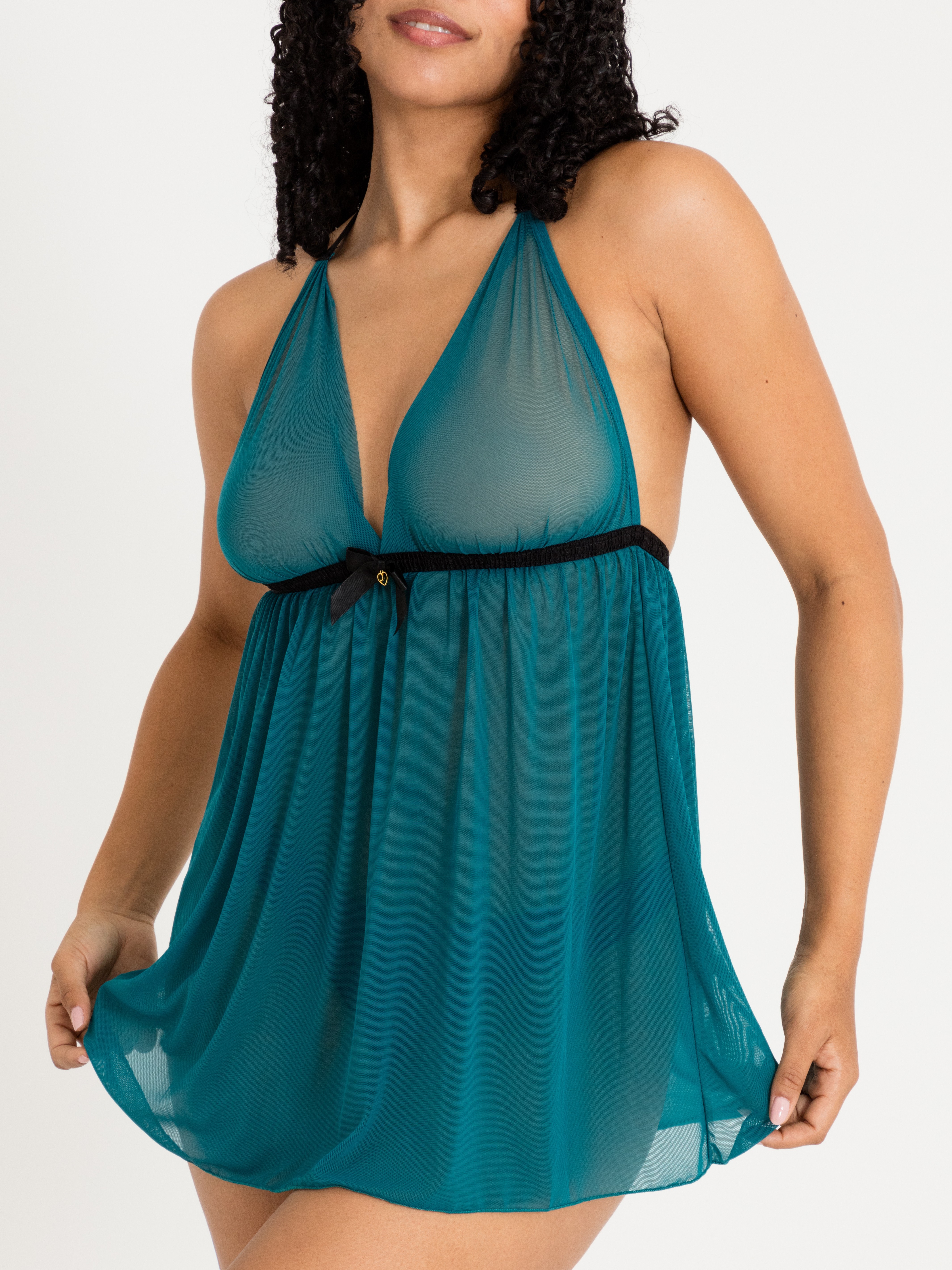 Lovehoney Barely There Purple Sheer Babydoll Set, Green, hi-res