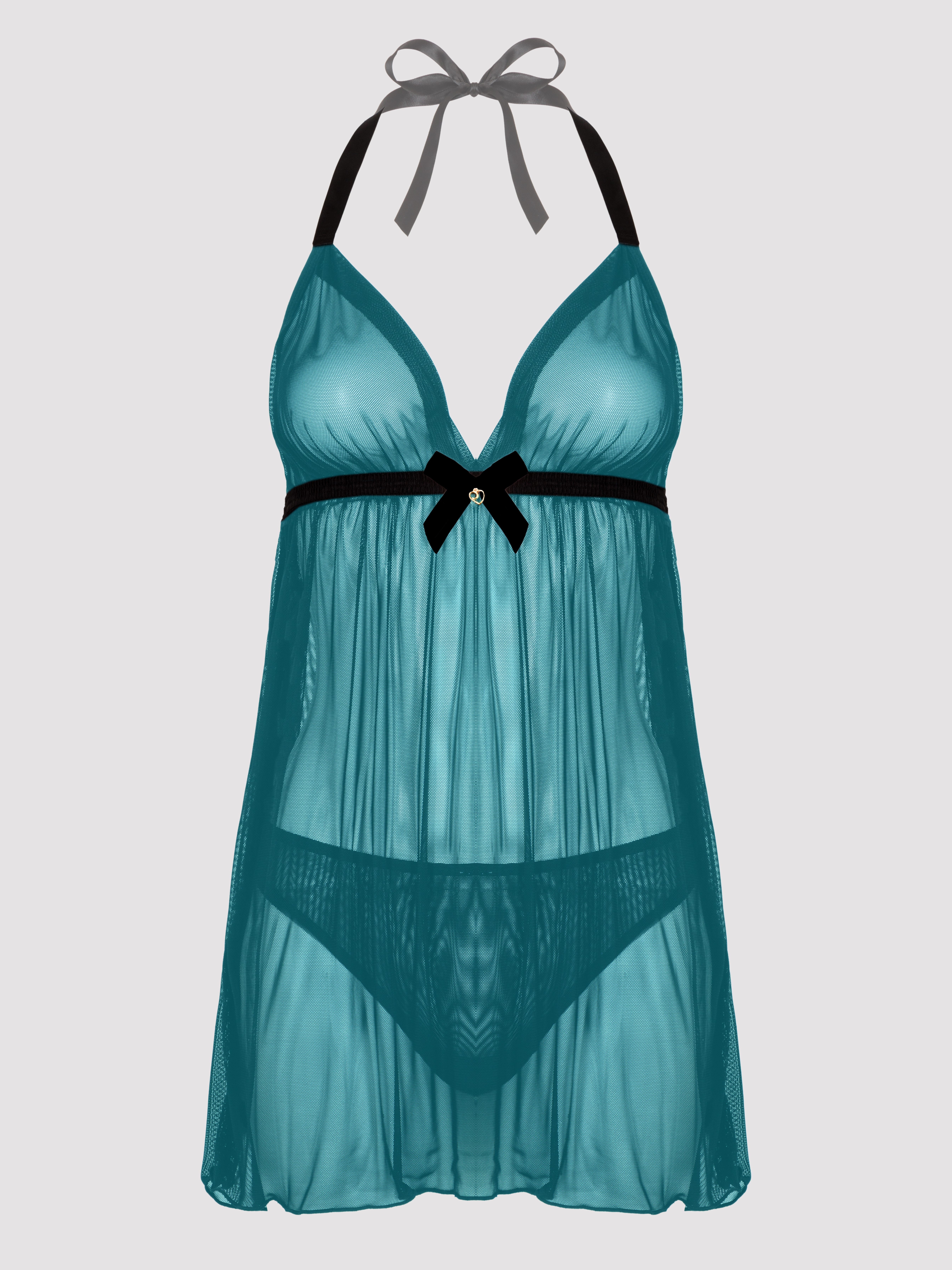 Lovehoney Barely There Purple Sheer Babydoll Set, Green, vanilla