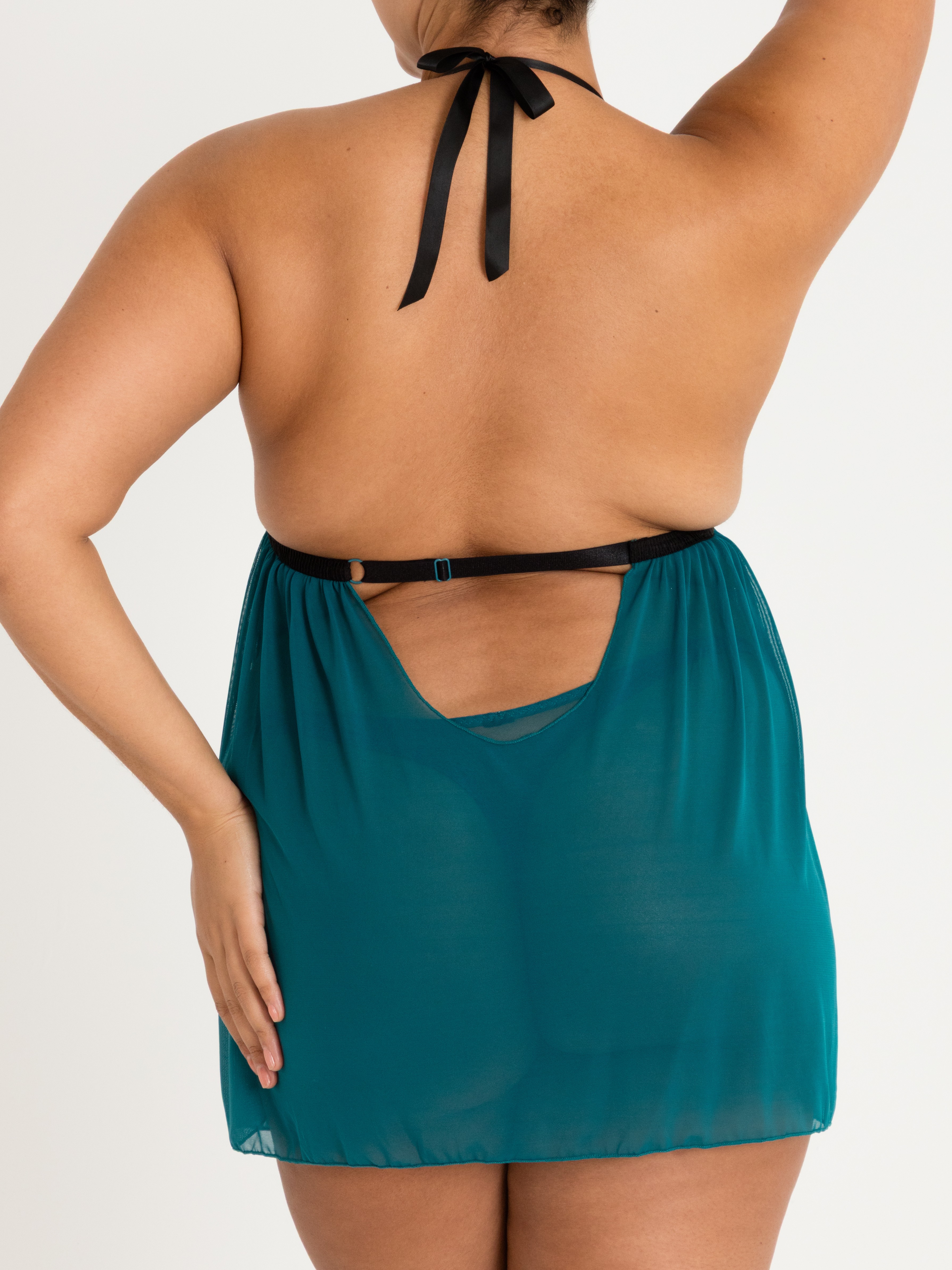 Lovehoney Barely There Purple Sheer Babydoll Set, Green, hi-res