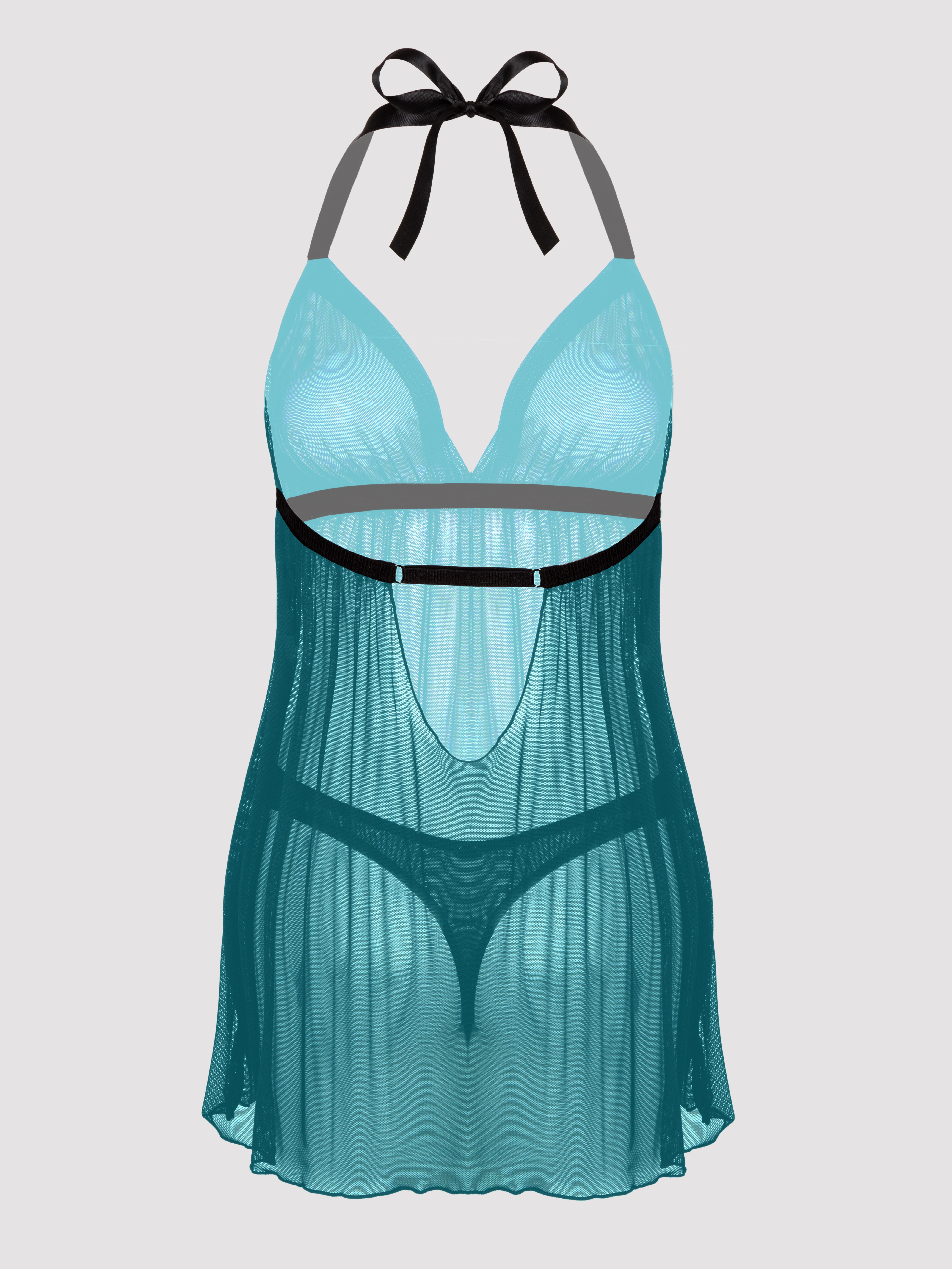 Lovehoney Barely There Purple Sheer Babydoll Set, Green, hi-res