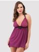 Lovehoney Barely There Purple Sheer Babydoll Set, Wine, hi-res