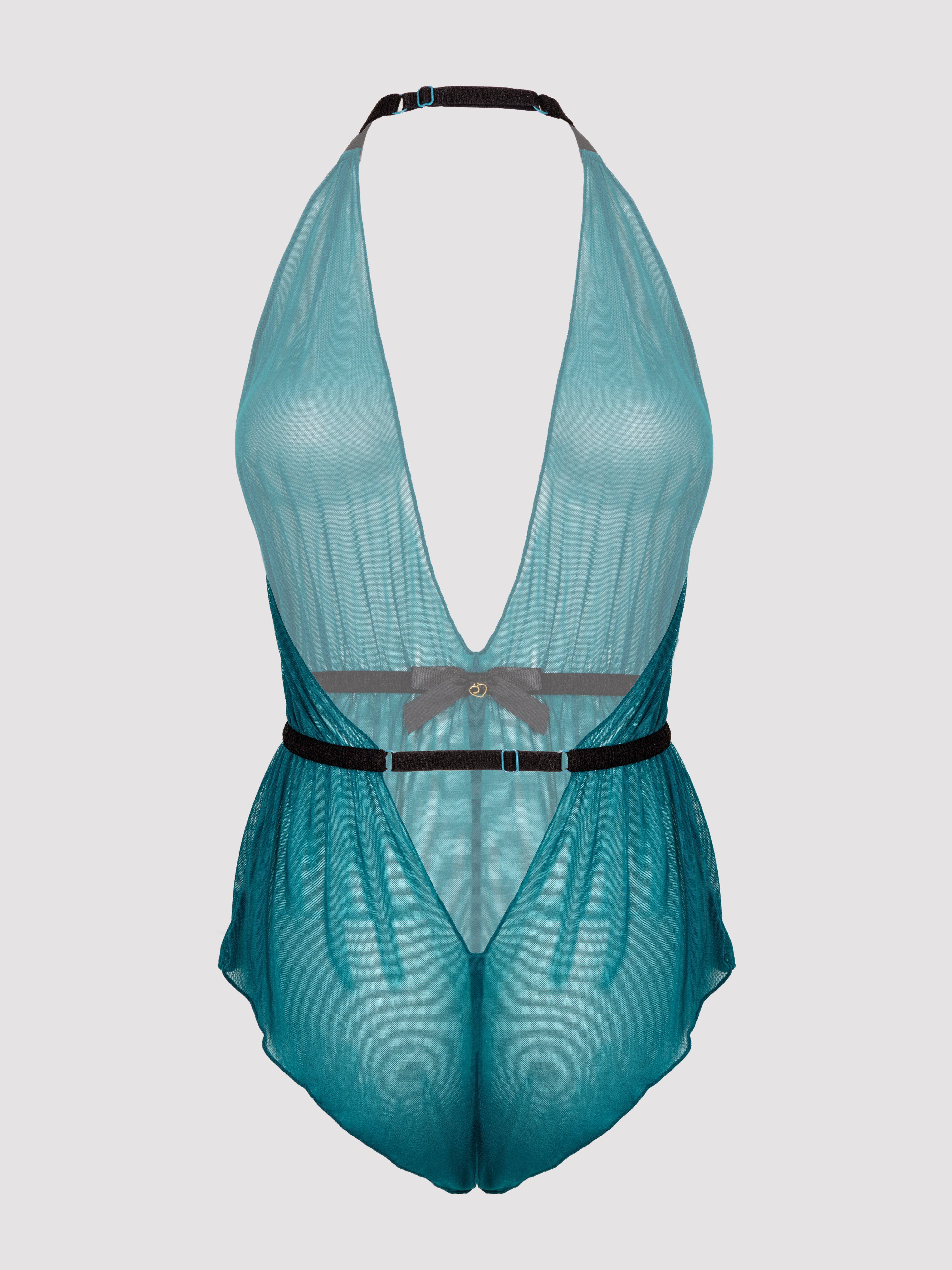 Lovehoney Barely There Sheer Crotchless Body, Green, hi-res