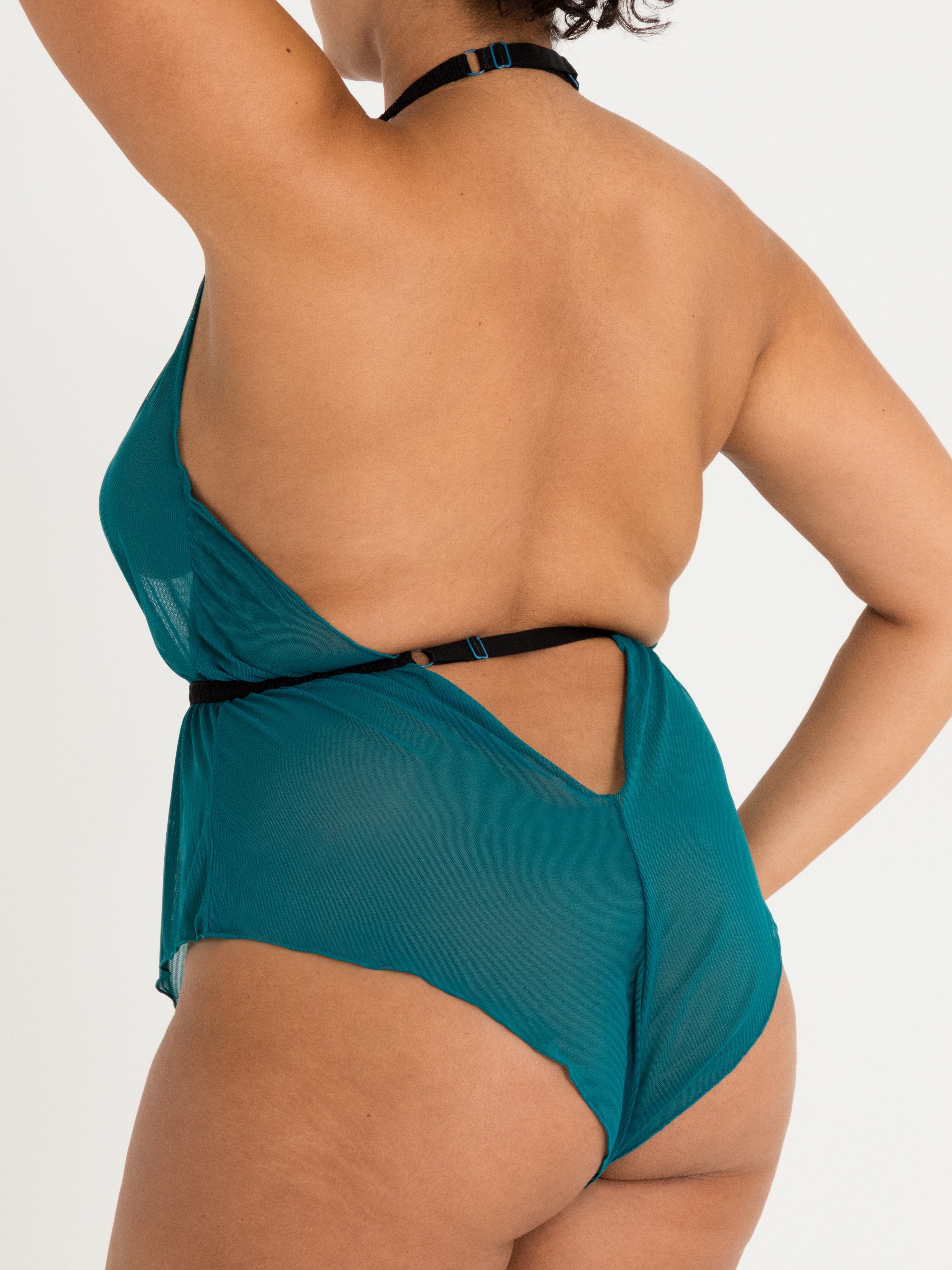 Lovehoney Barely There Sheer Crotchless Body, Green, hi-res