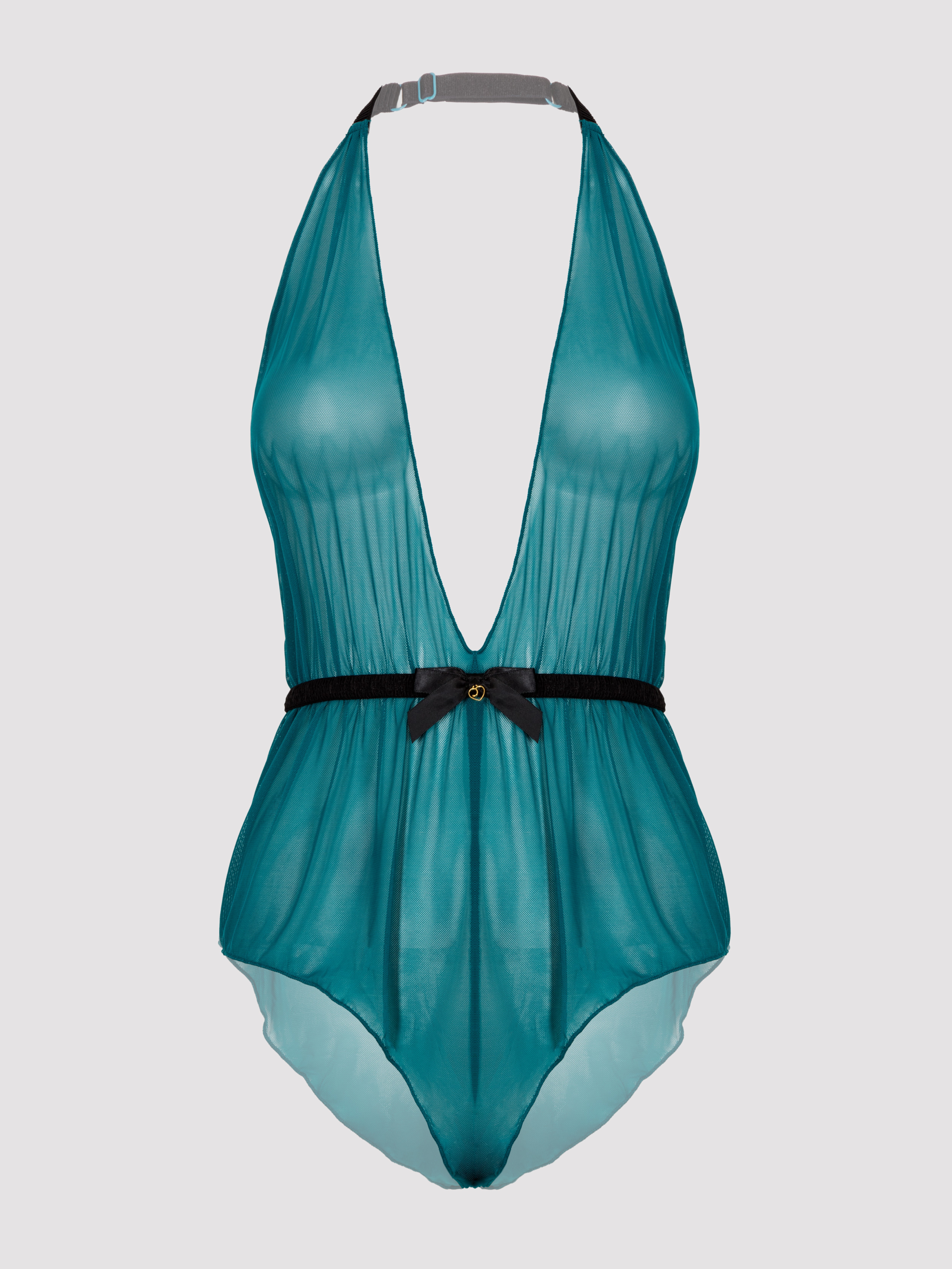 Lovehoney Barely There Sheer Crotchless Body, Green, hi-res