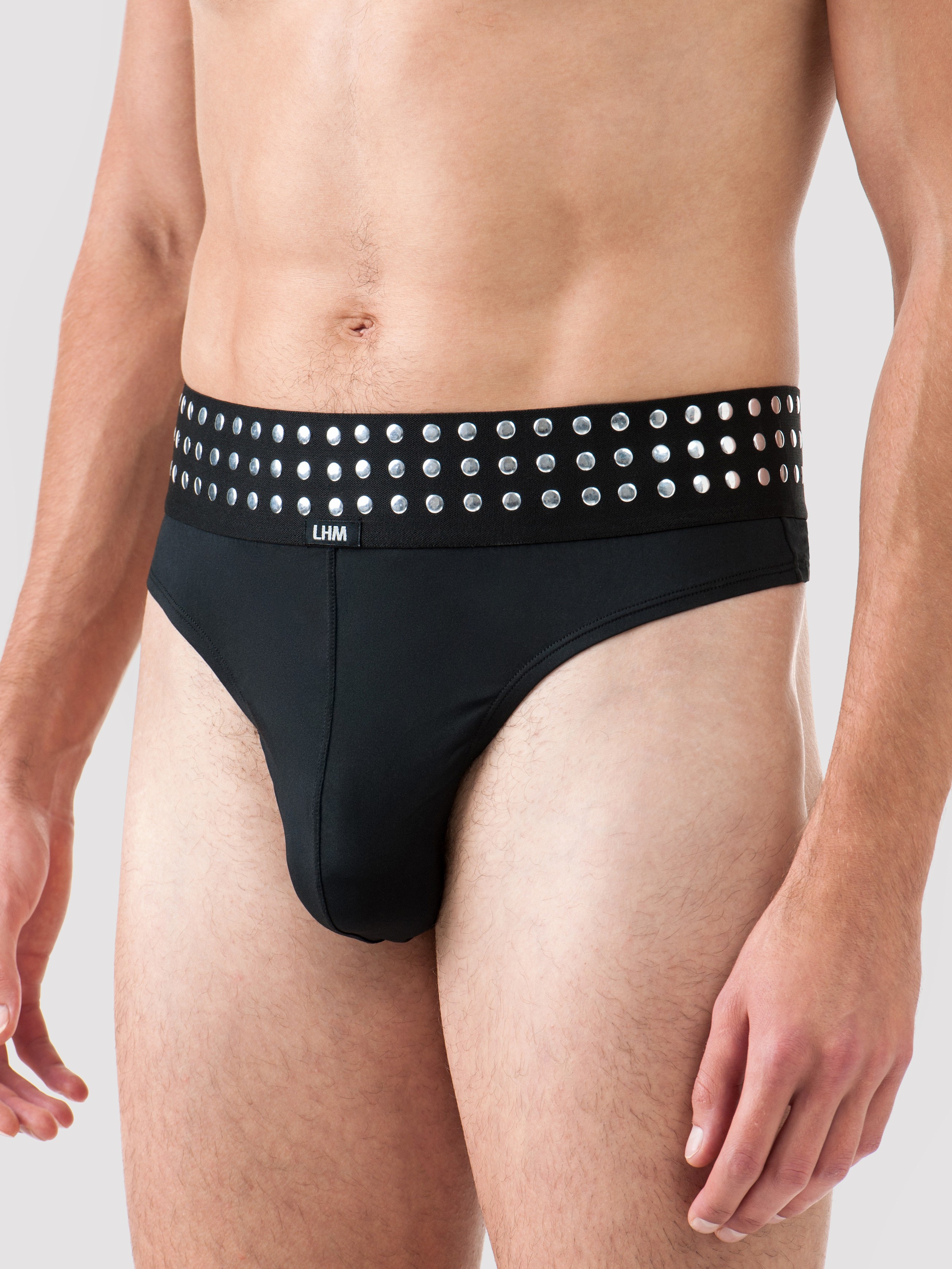 LHM Black Studded Thong, Black, hi-res