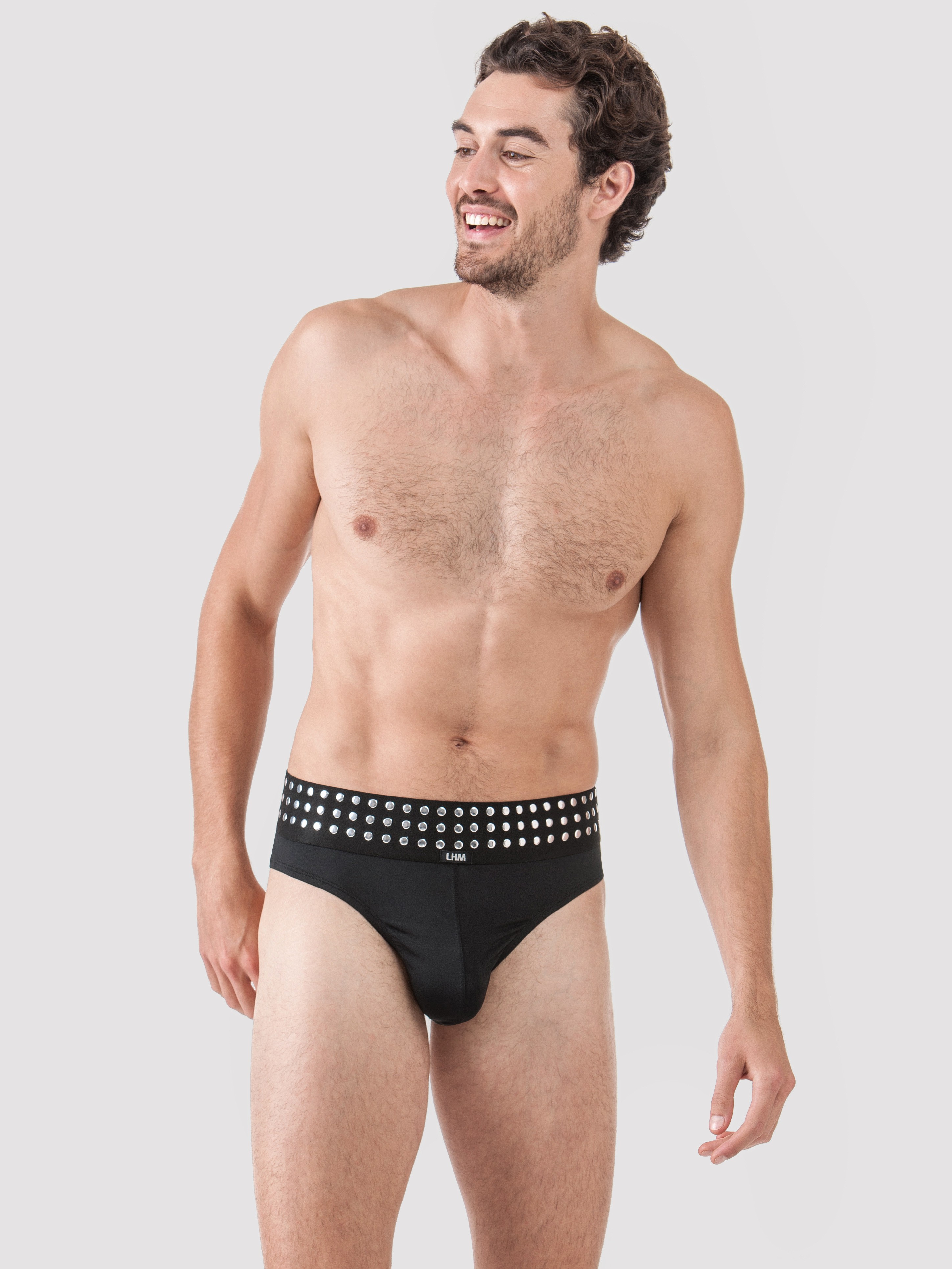 LHM Black Studded Thong, Black, hi-res