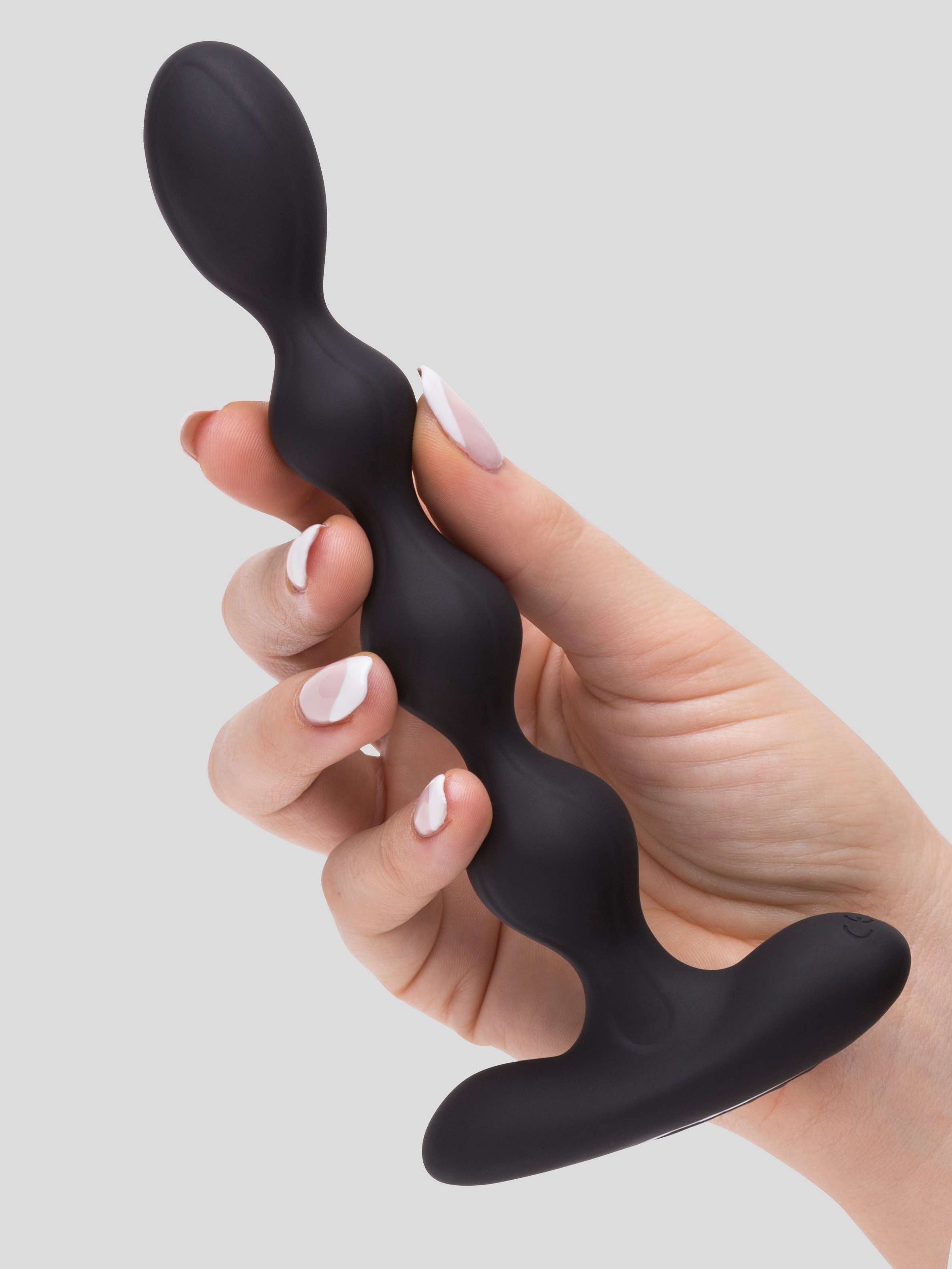 12 Function Rechargeable Bendable Vibrating Anal Beads, Black, hi-res