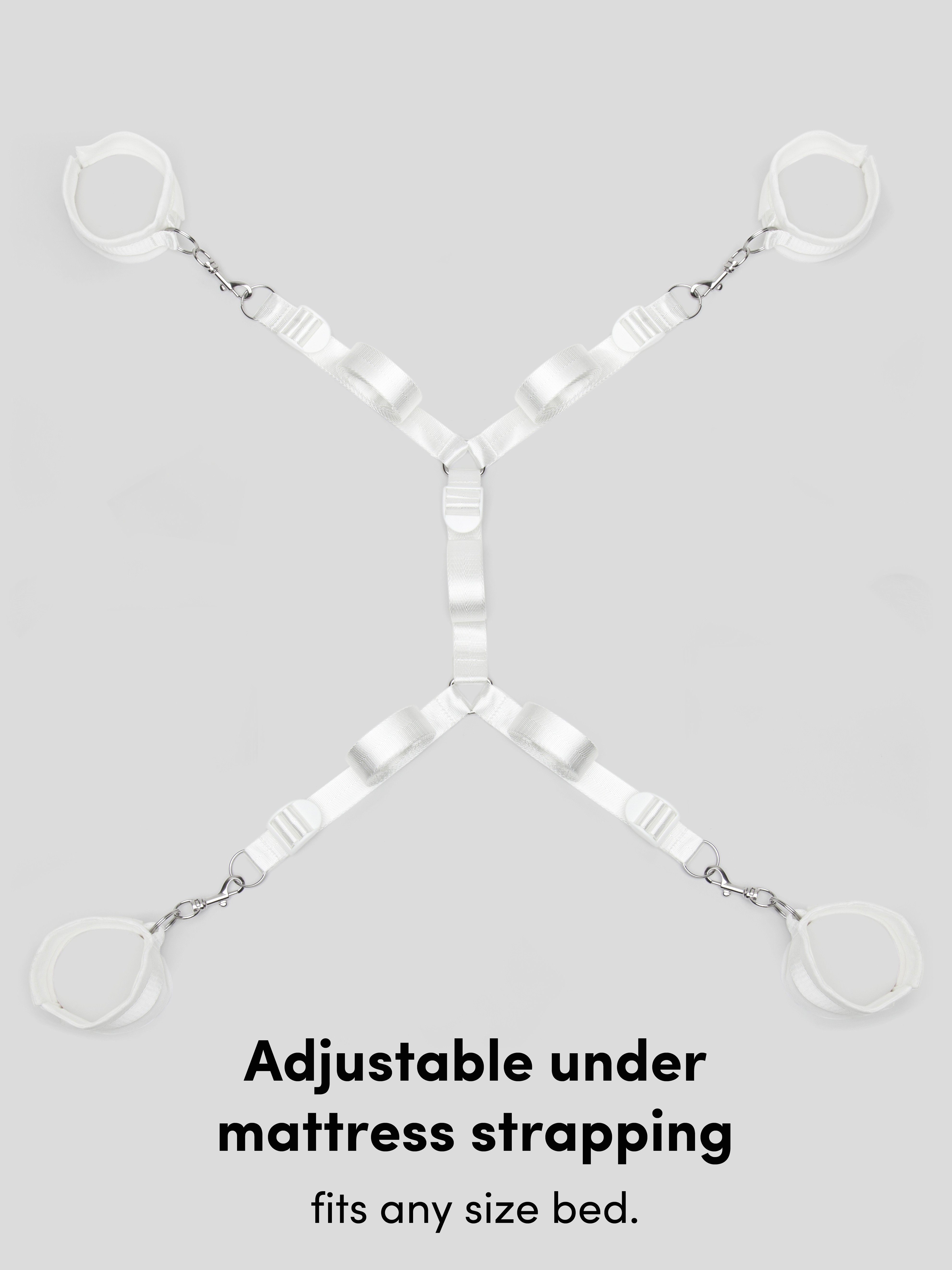 Bondage Boutique Bound to Please White Under Mattress Restraint, White, hi-res