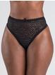 Lovehoney Black High-Waisted Leopard Lace Thong, Black, hi-res