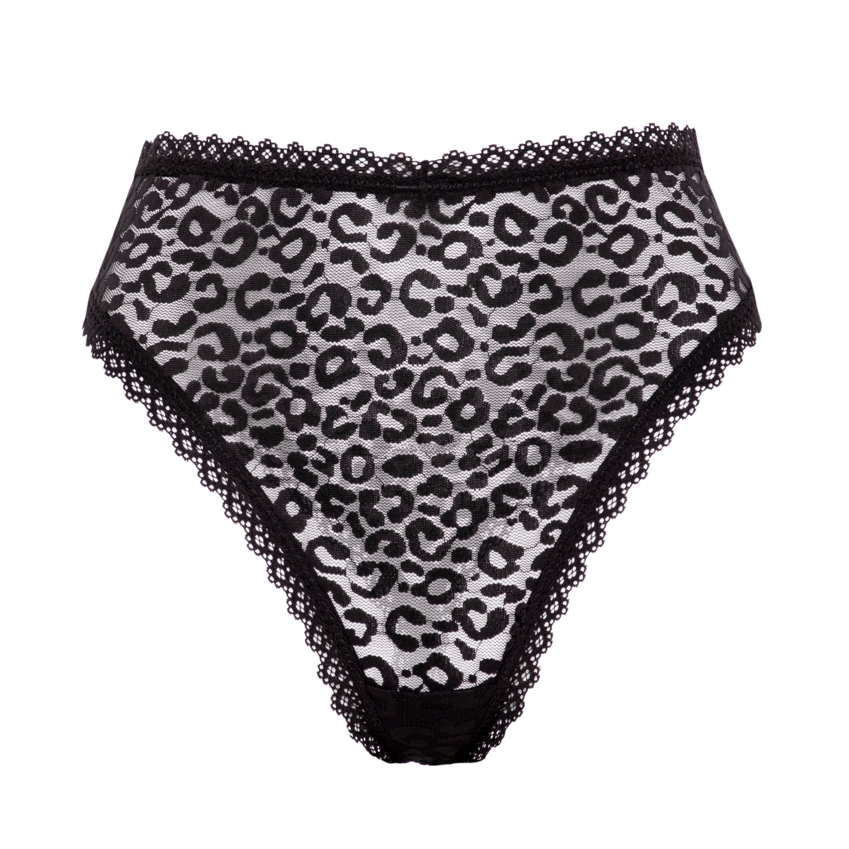 Lovehoney Black High-Waisted Leopard Lace Thong