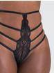 Lovehoney Black High-Waisted Strappy Lace Thong, Black, hi-res