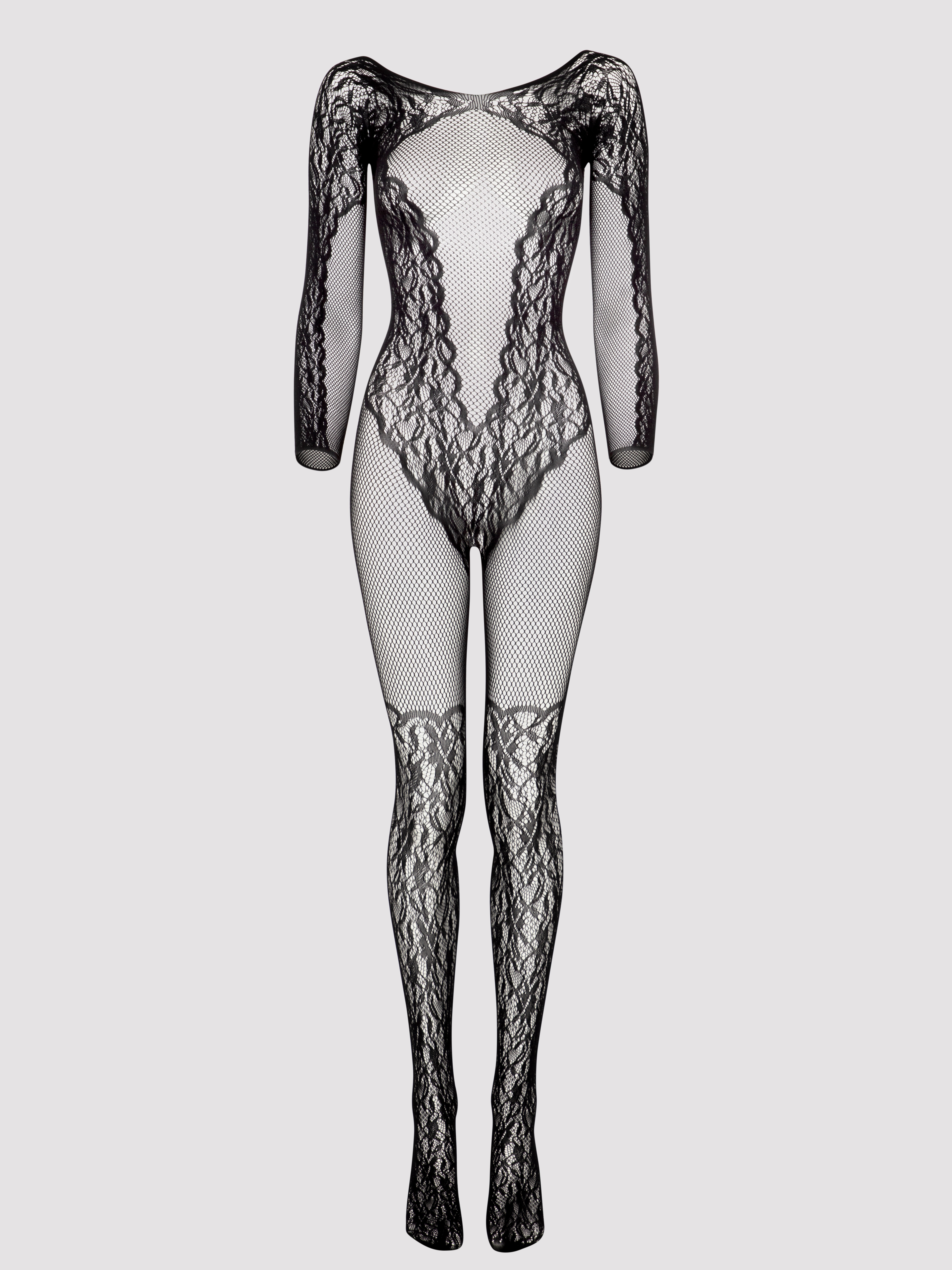 Lovehoney All About That Lace Fishnet Bodystocking, Black, hi-res