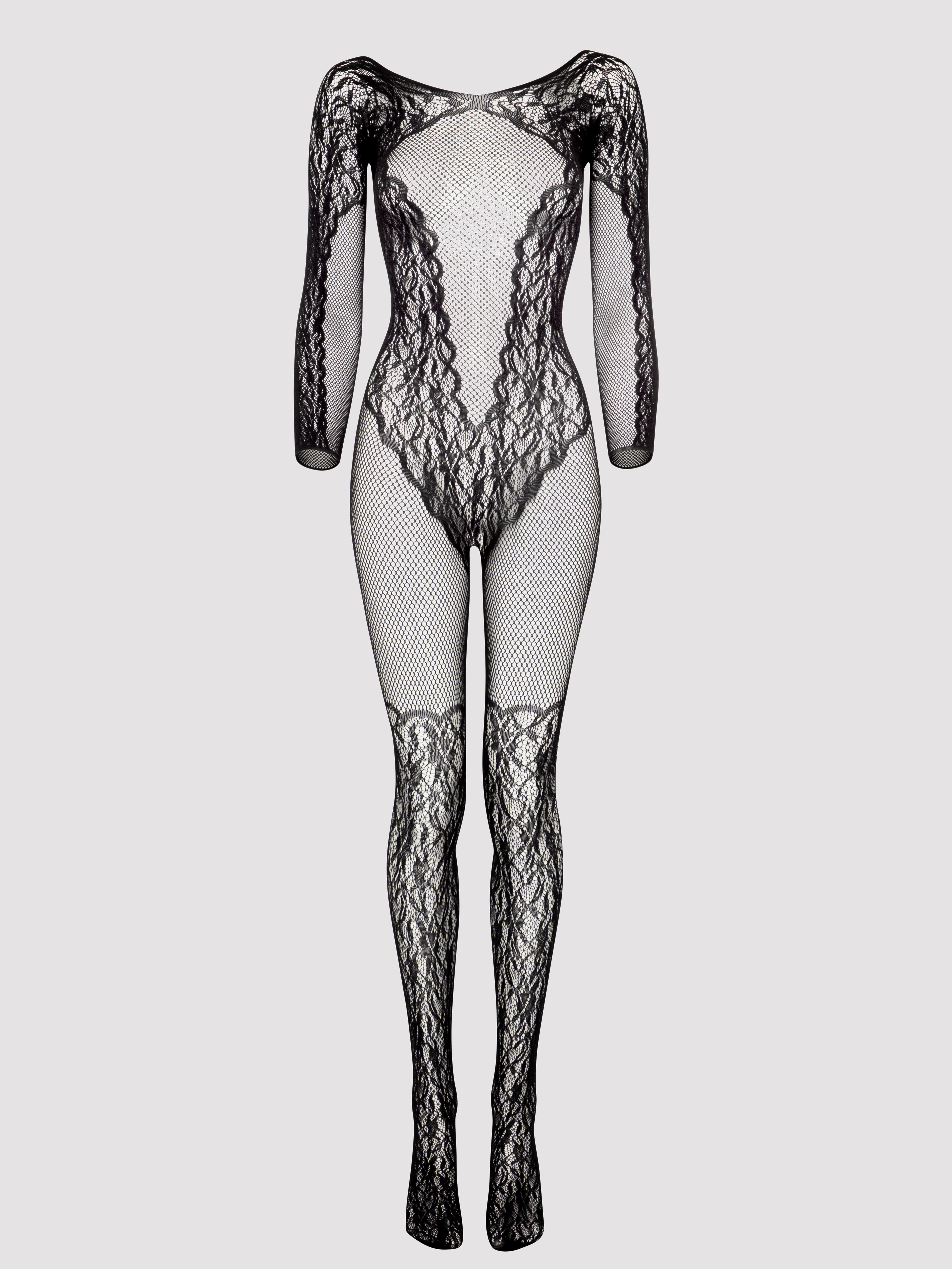 Lovehoney Lingerie Women's Black Lovehoney Plus Size All About That Lace Fishnet Bodystocking - One Size Queen