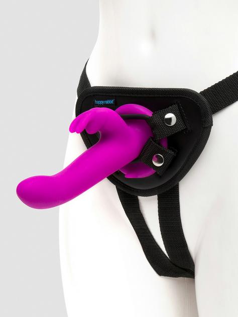 Happy Rabbit Rechargeable Vibrating Strap-On Harness Set, Purple, hi-res