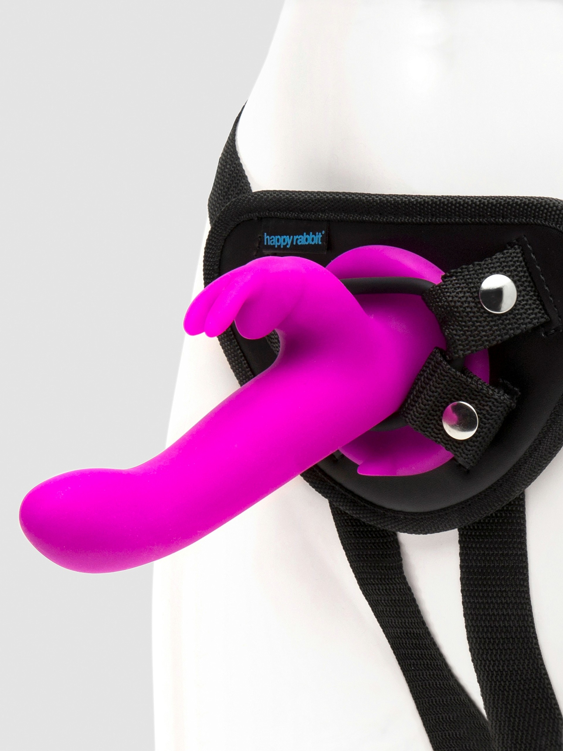 Happy Rabbit Rechargeable Vibrating Strap-On Harness Set, Purple, hi-res