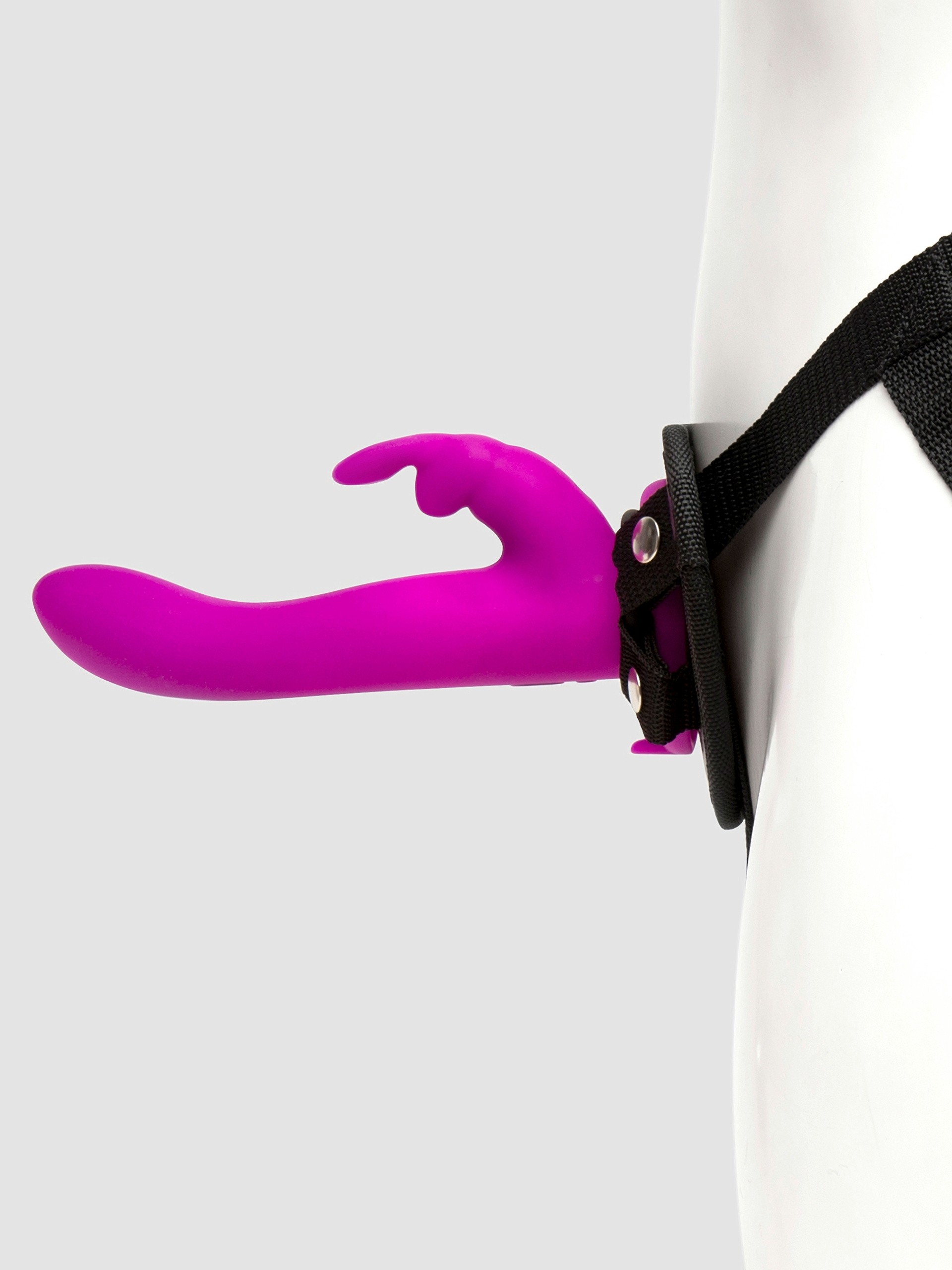 Happy Rabbit Rechargeable Vibrating Strap-On Harness Set, Purple, hi-res