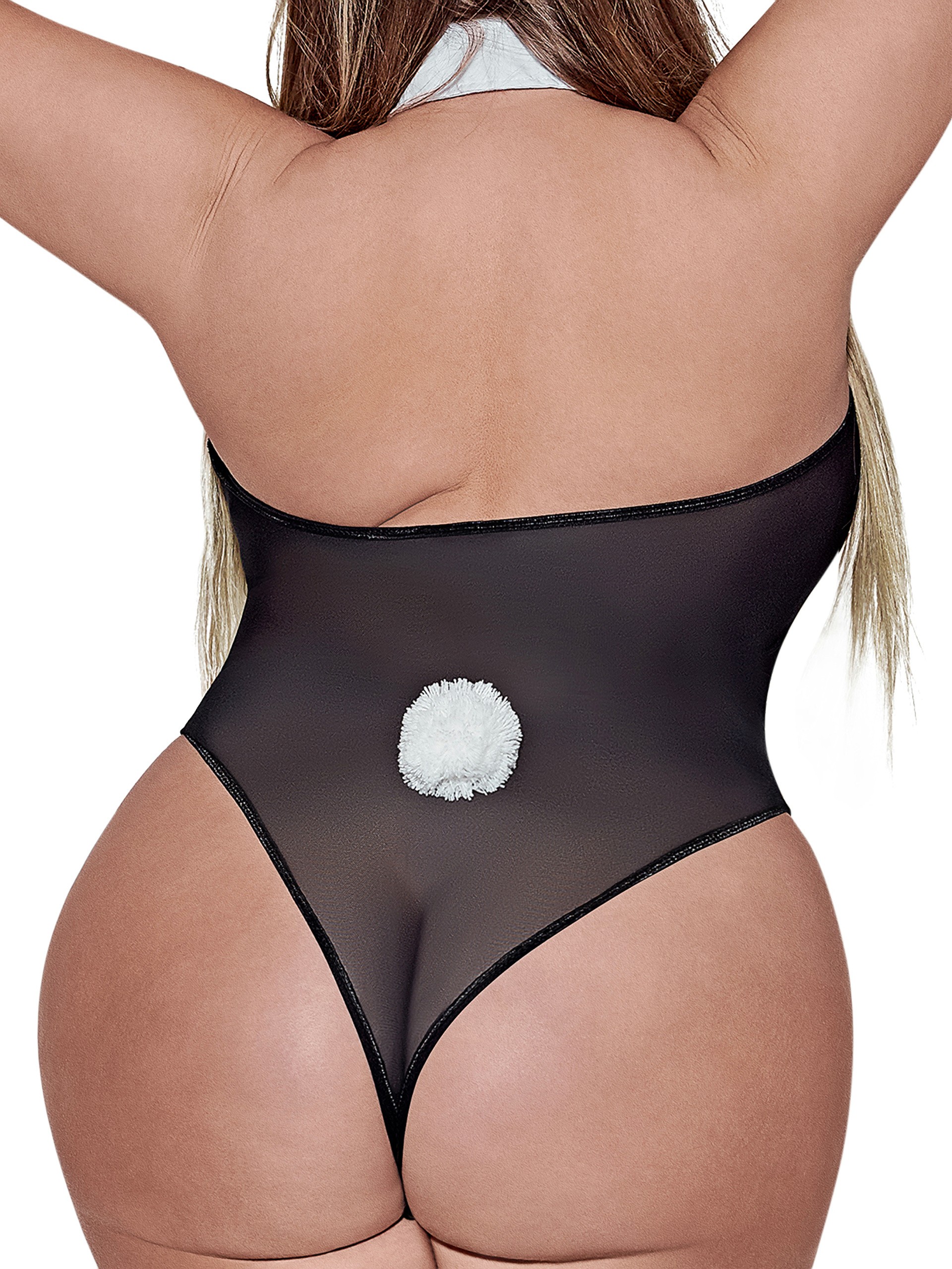 Exposed Sheer Bunny Costume , Black, hi-res