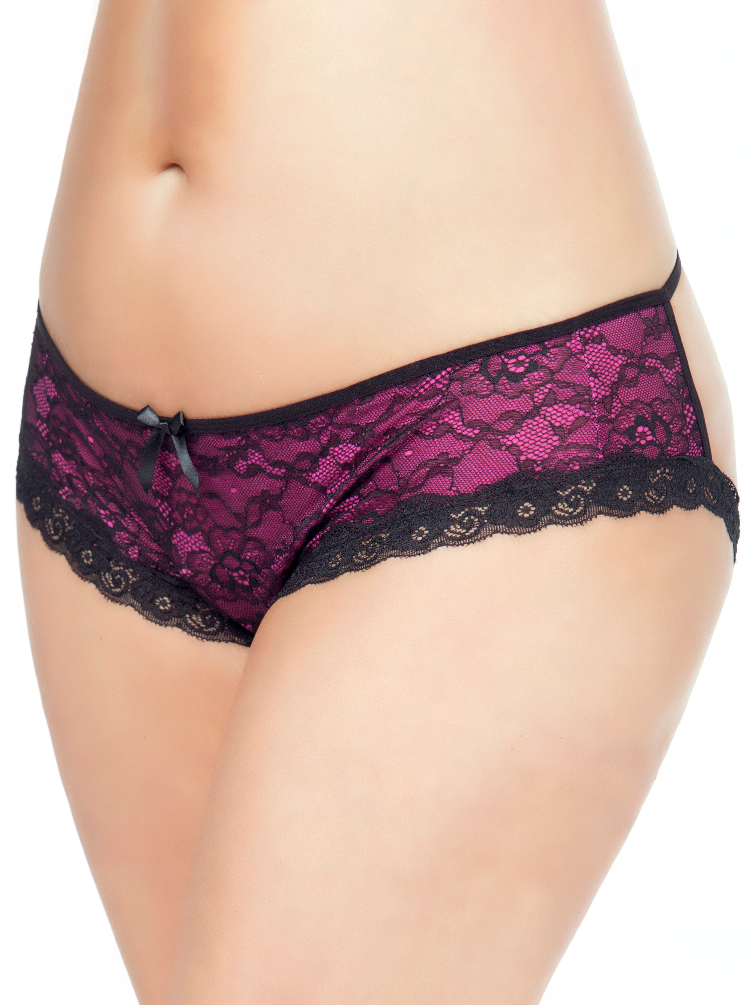 Oh La La Cheri Red and Black Cage-Back Panties, Pink, hi-res
