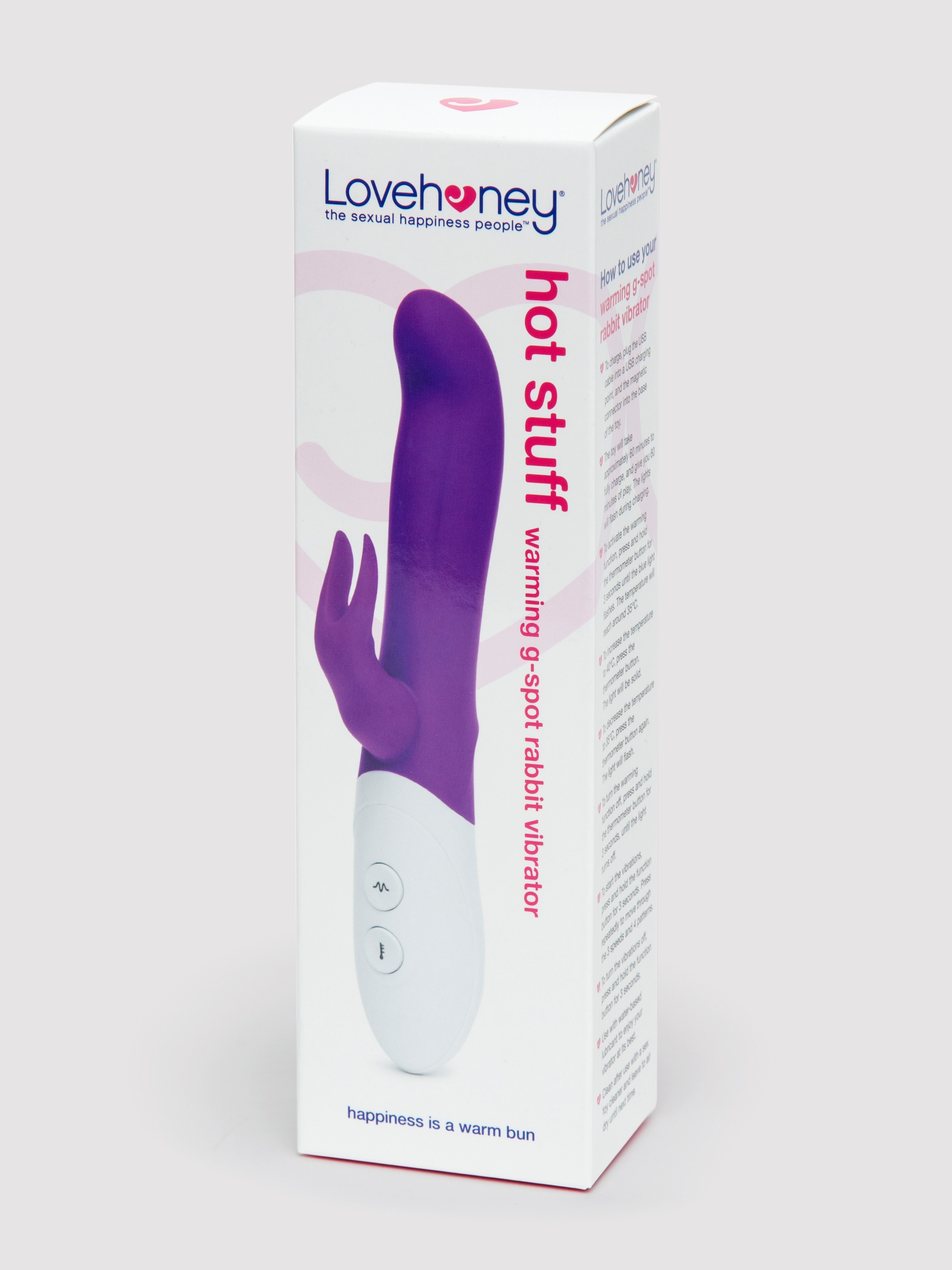 Lovehoney Hot Stuff Warming G-Spot Rechargeable Rabbit Vibrator, Purple, hi-res
