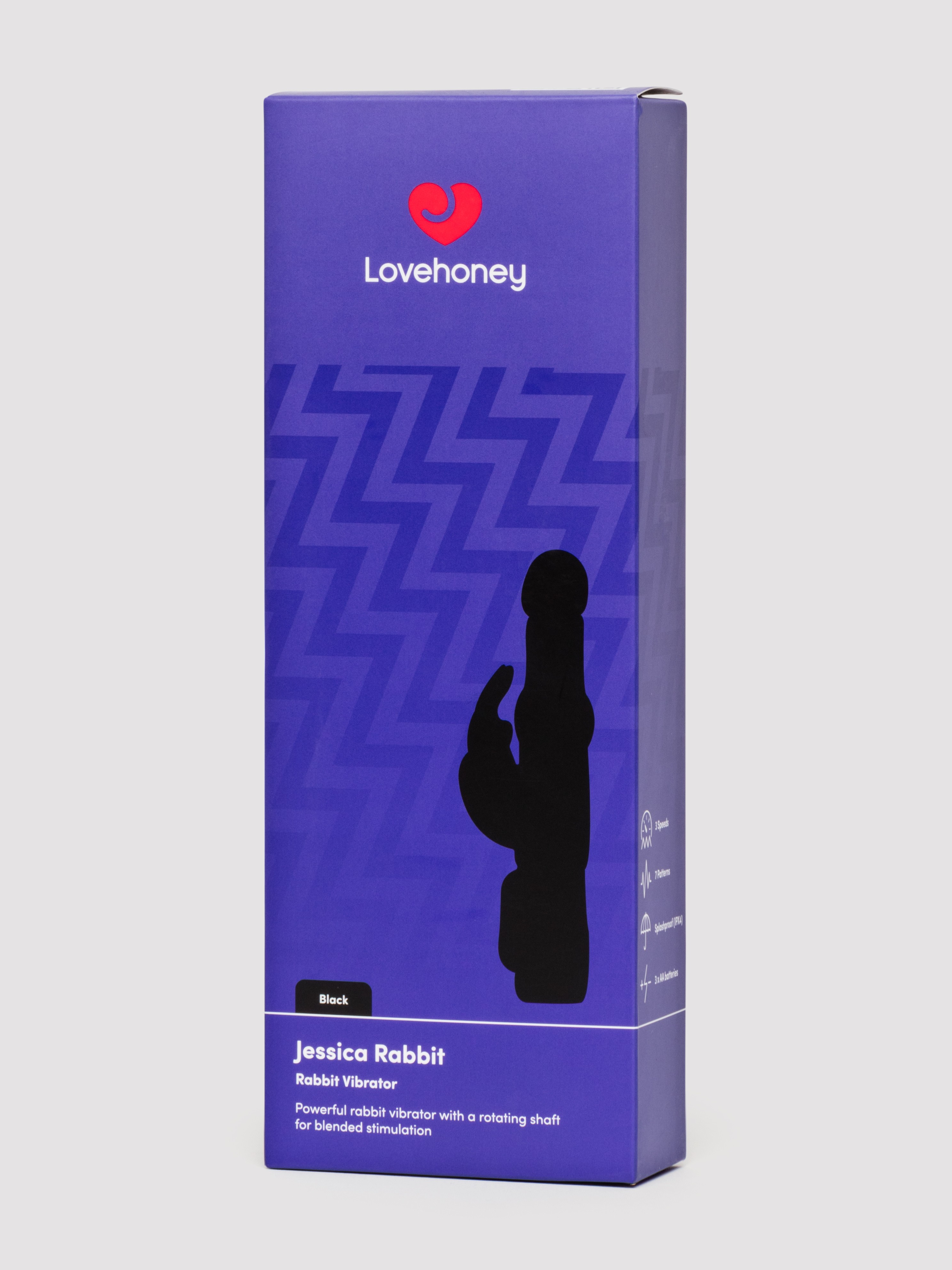 Lovehoney Jessica Rabbit 10 Function Rabbit Vibrator, Black, hi-res