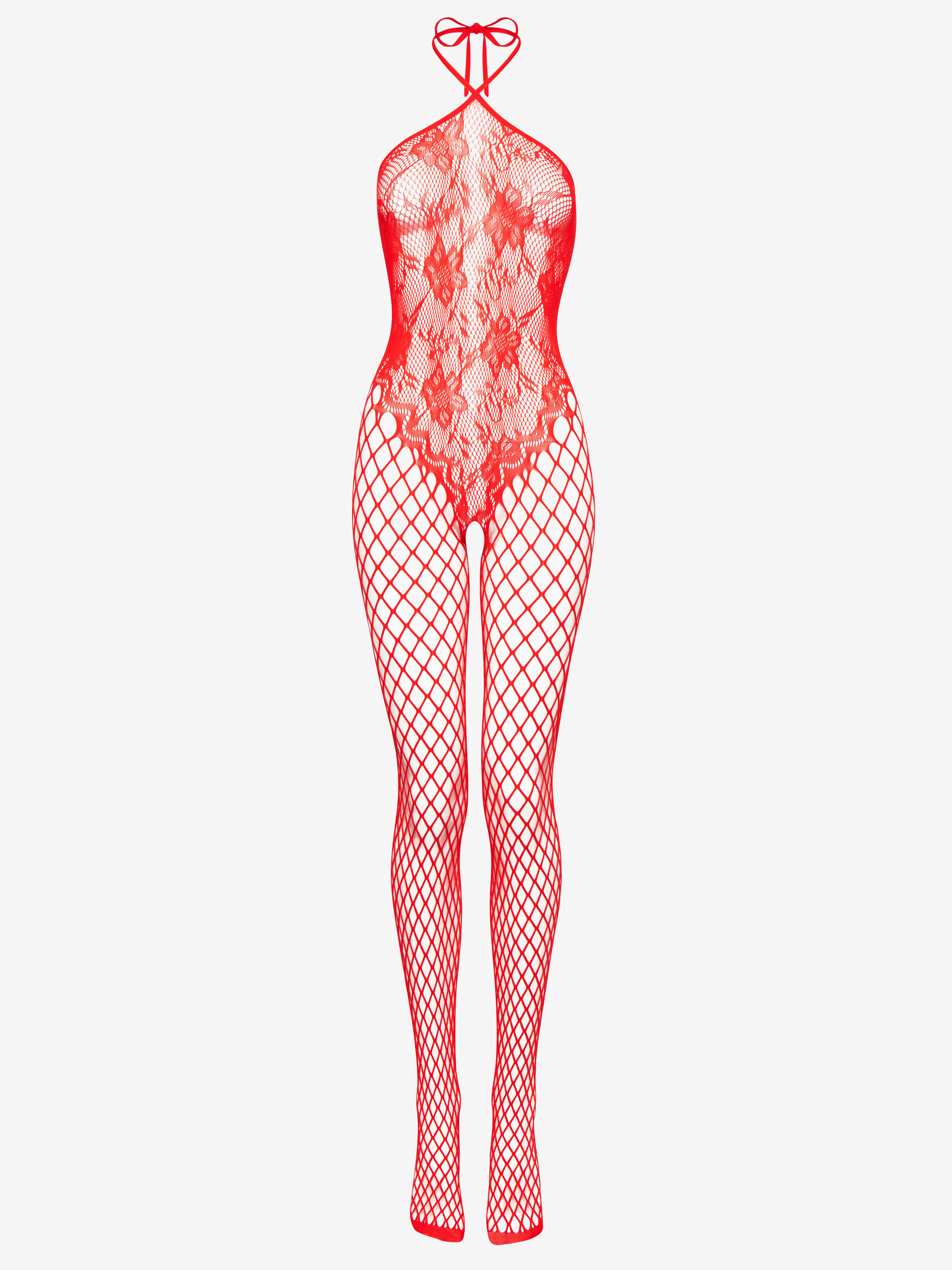 Lovehoney Treasure Chest Fishnet Crotchless Bodystocking, Red, hi-res