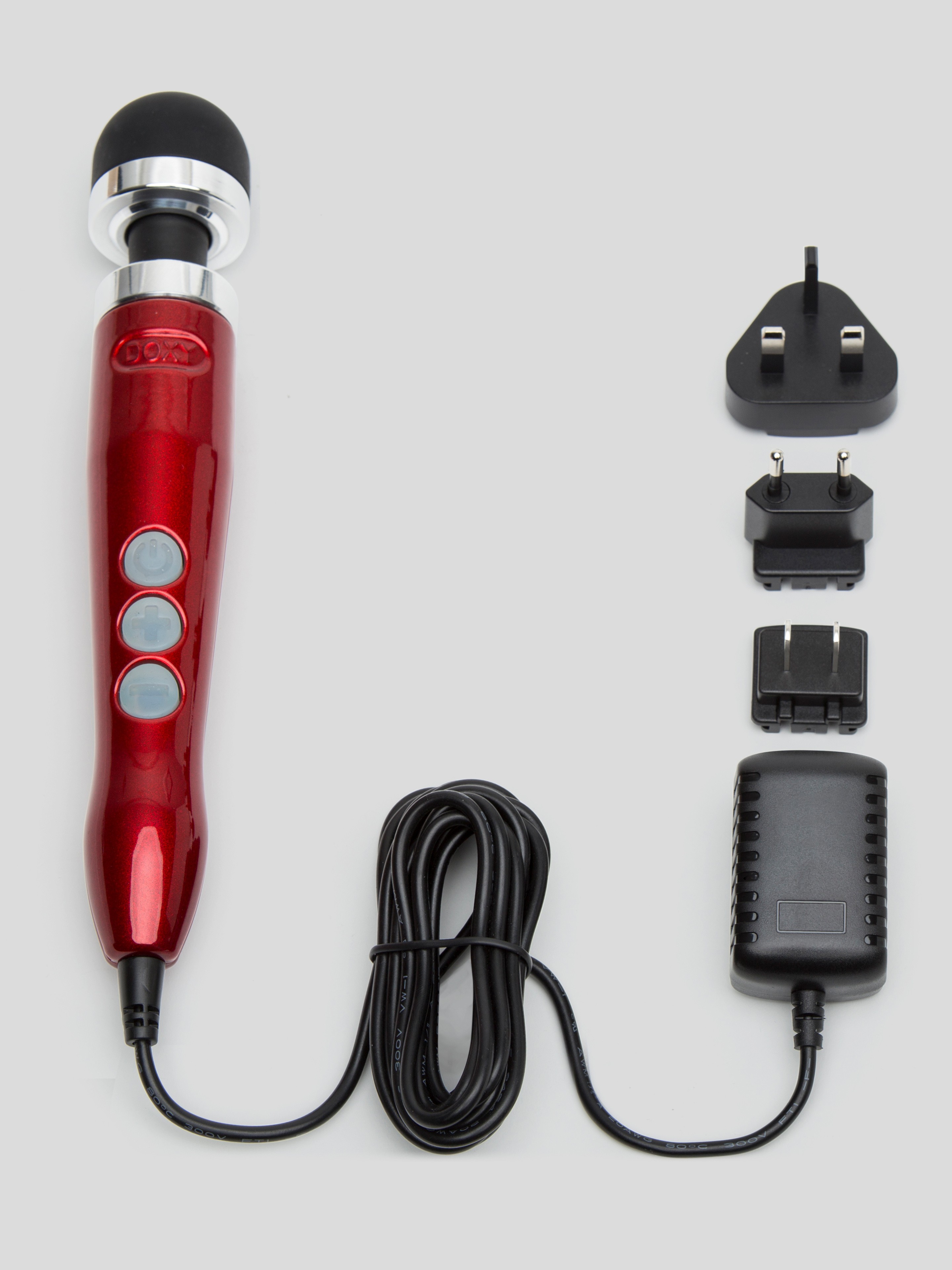 Doxy Number 3 Candy Extra Powerful Travel Wand Massager, Red, hi-res