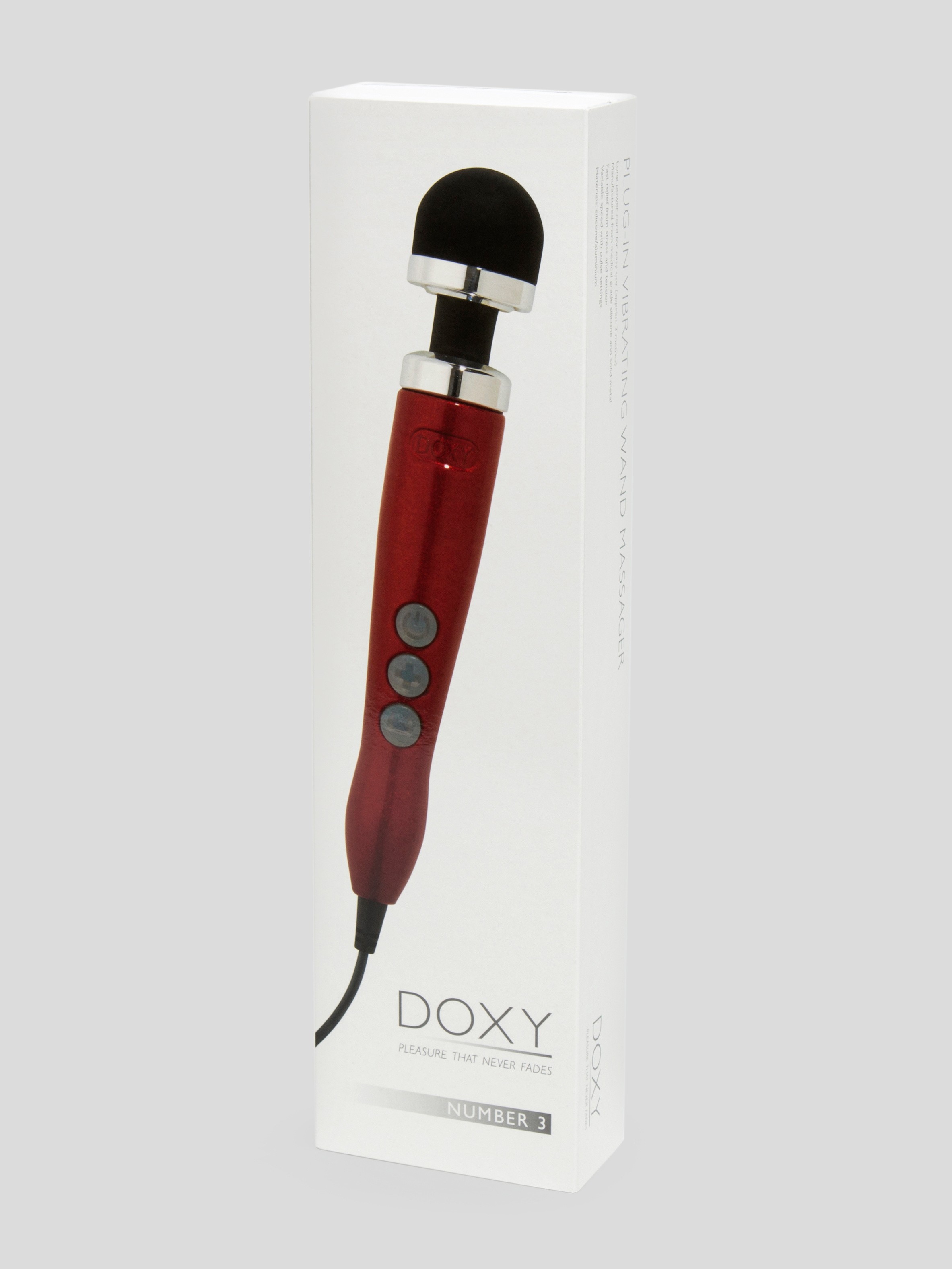 Doxy Number 3 Candy Extra Powerful Travel Wand Massager, Red, hi-res