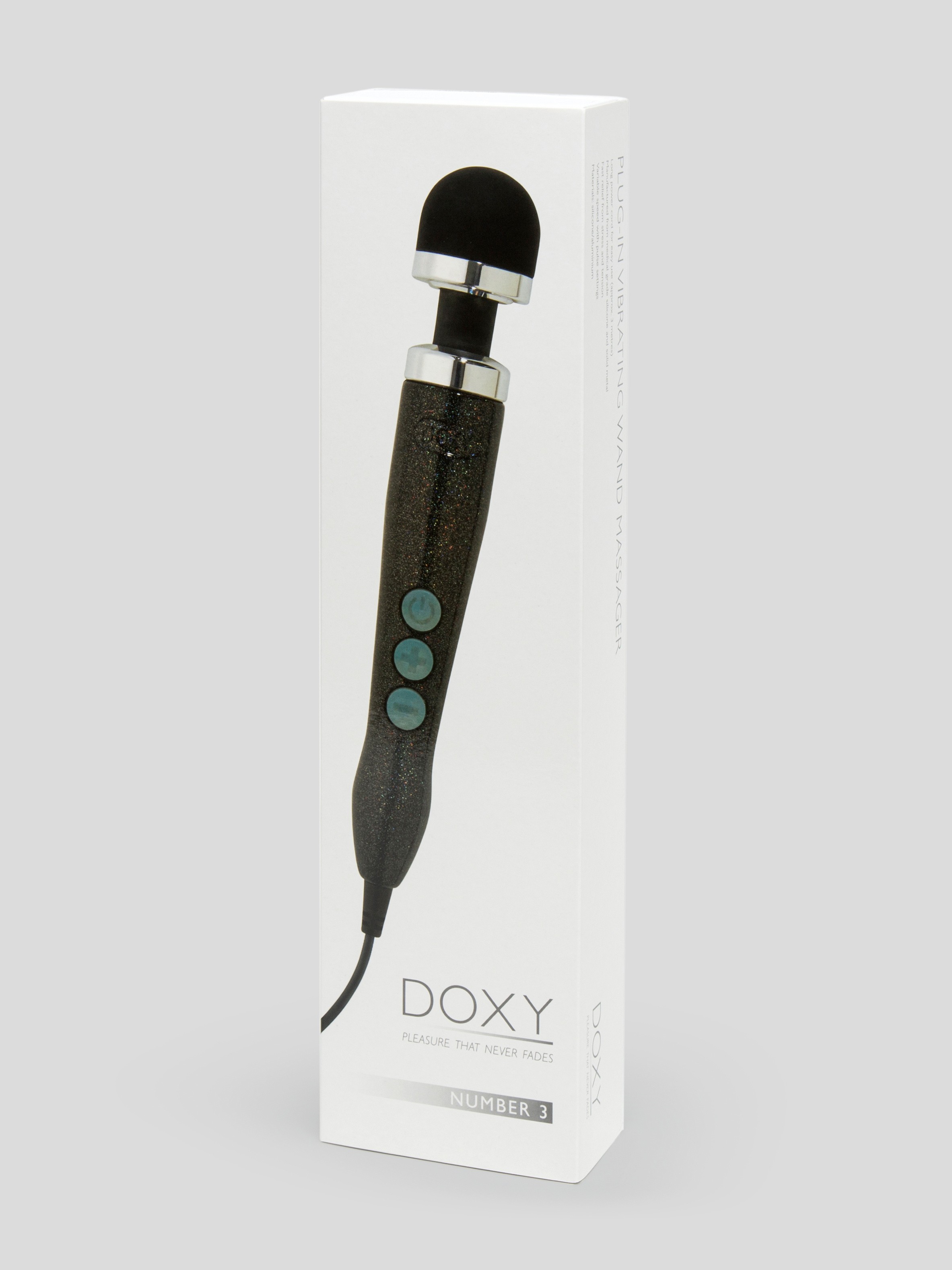 Doxy Number 3 Disco Extra Powerful Travel Massage Wand Vibrator, Black, hi-res