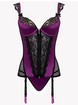 Lovehoney Treasure Me Purple Push-Up Basque Set, Purple, hi-res