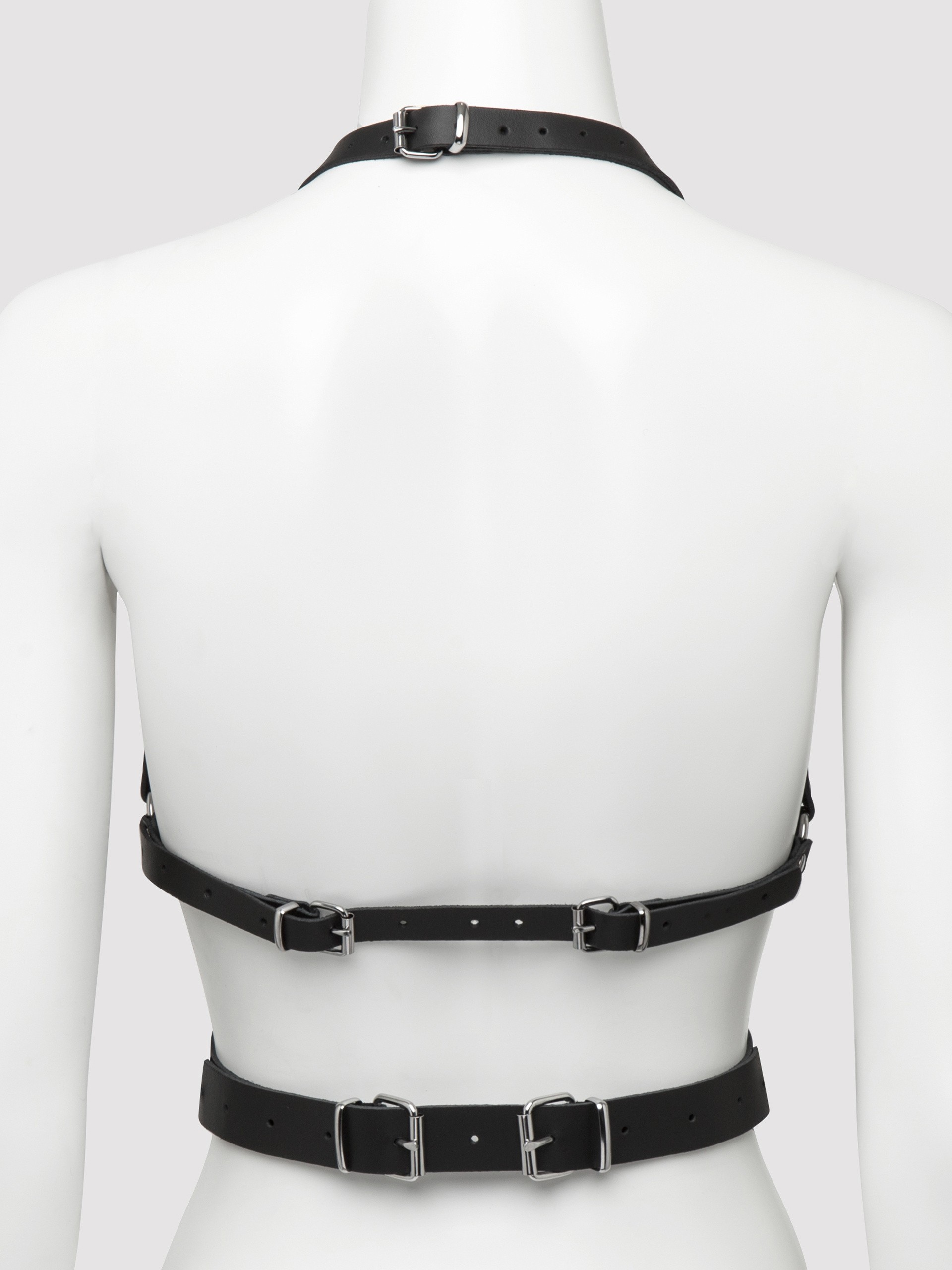 DOMINIX Deluxe Leather Open Cup Harness Bra, Black, hi-res