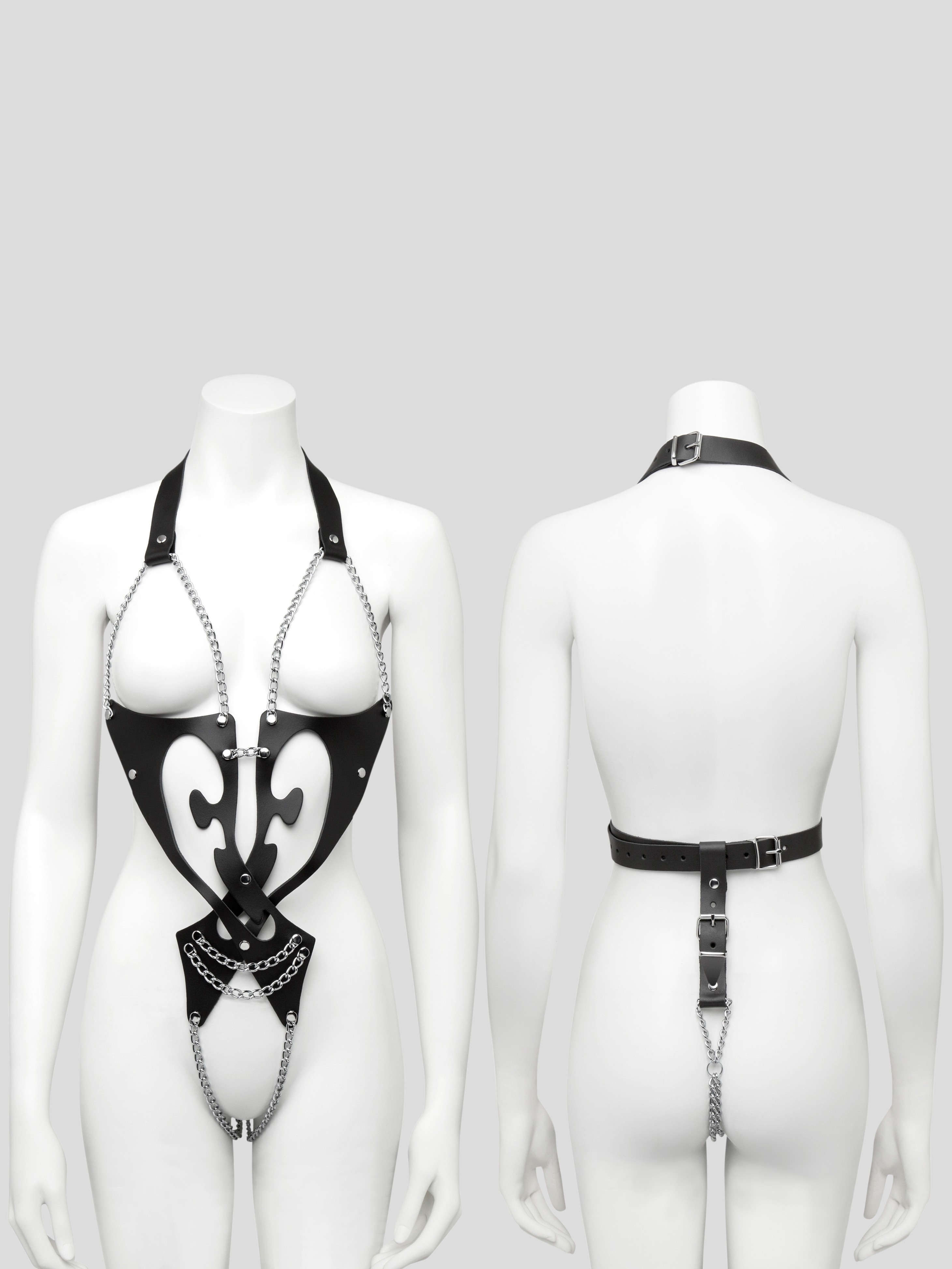 DOMINIX Deluxe Leather and Chain Body, Black, hi-res