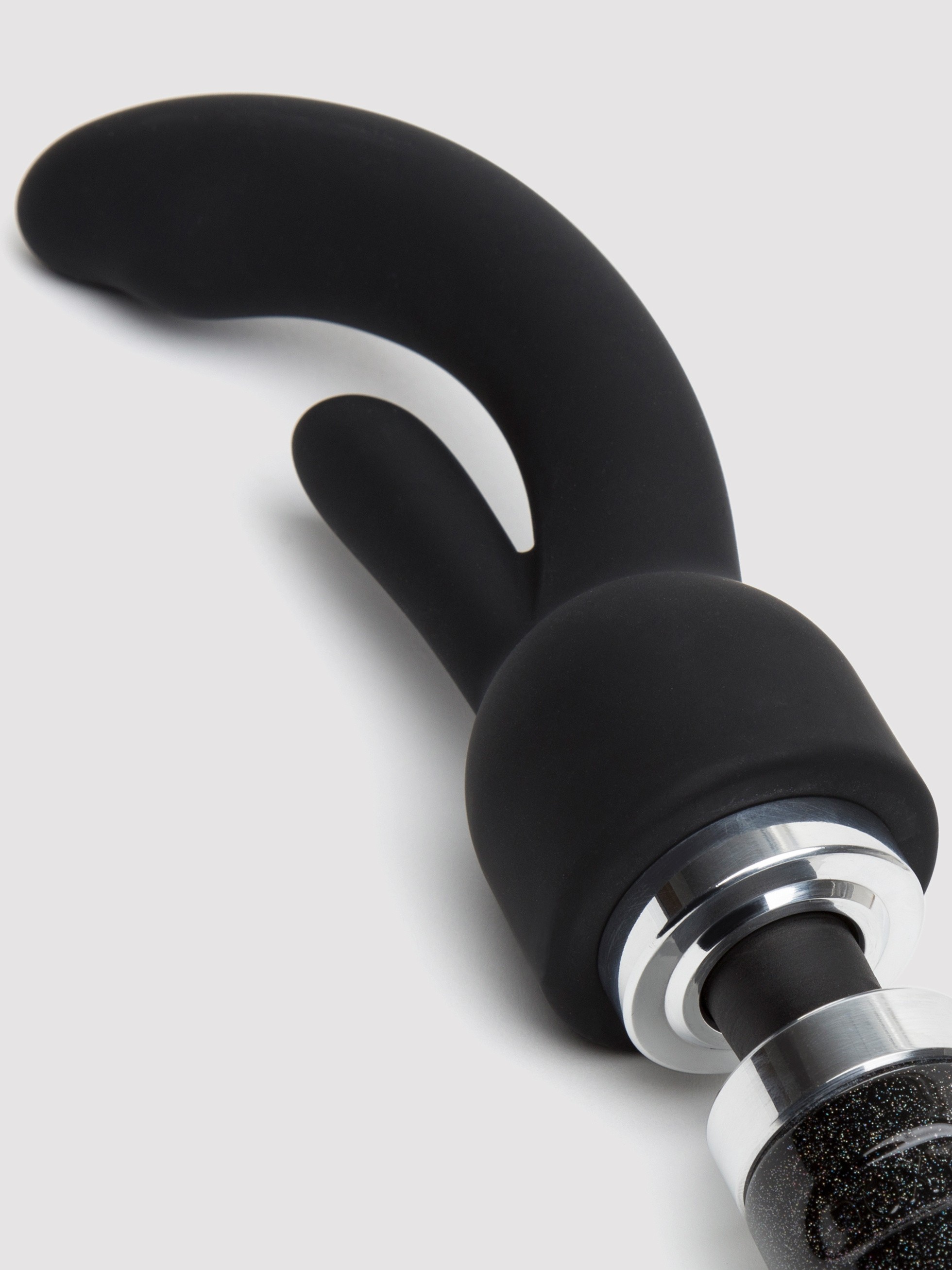 Doxy Number 3 Black Silicone Rabbit Wand Attachment , Black, hi-res
