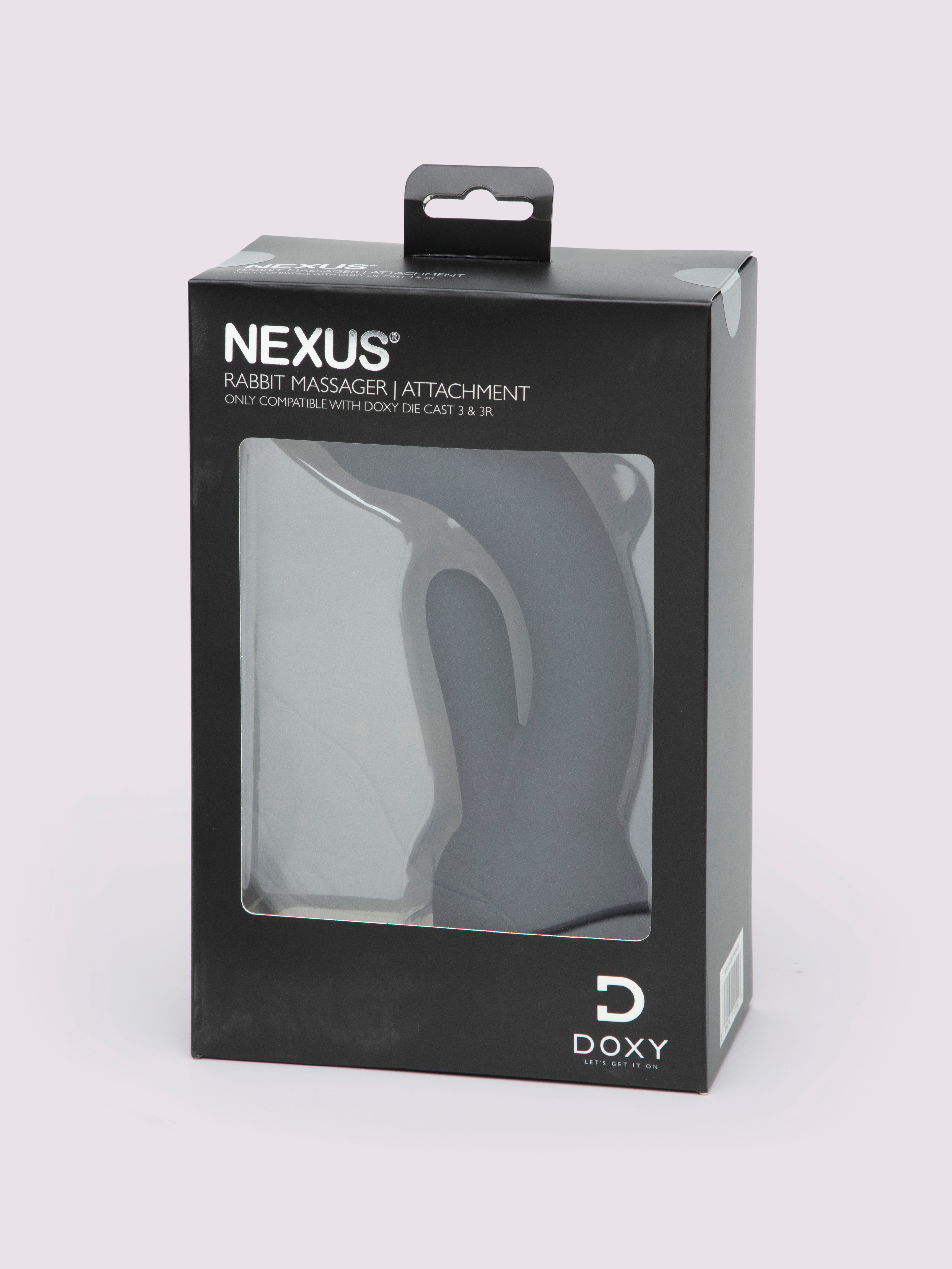 Doxy Number 3 Black Silicone Rabbit Wand Attachment , Black, hi-res