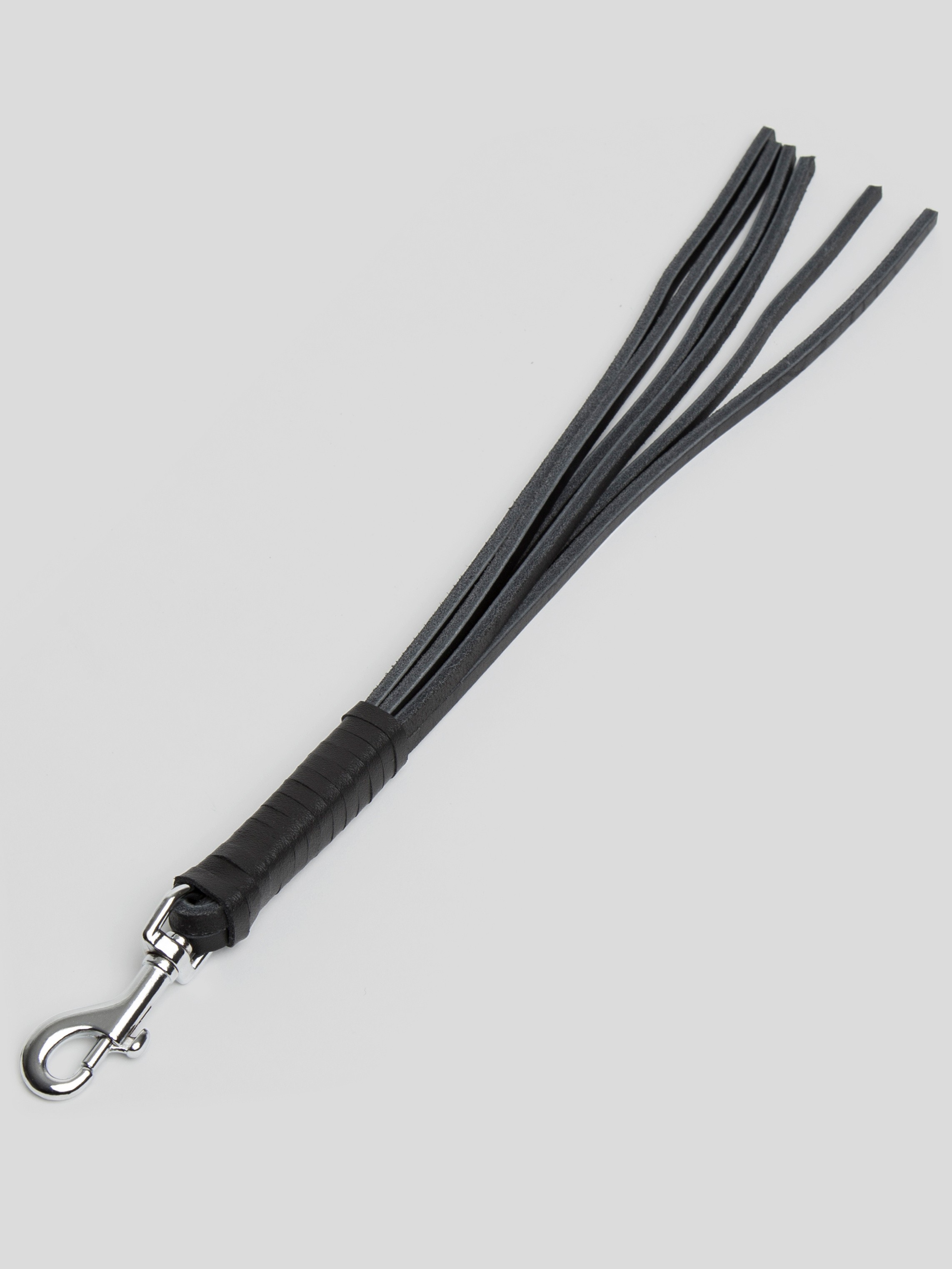 DOMINIX Deluxe Leather Collar with Detachable Flogger, Black, hi-res