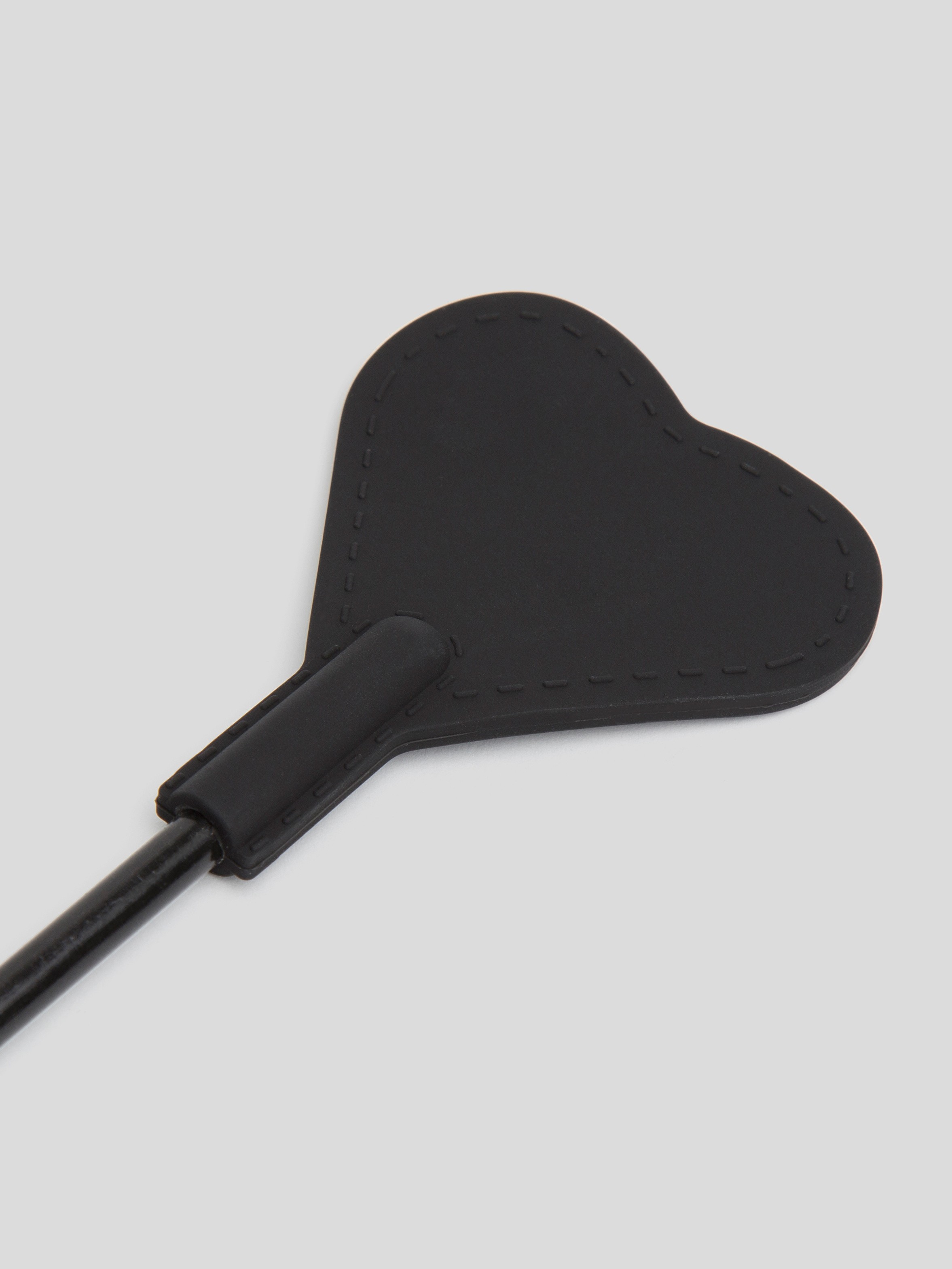 Bondage Boutique Black Skip a Beat Silicone Heart Riding Crop, Black, hi-res