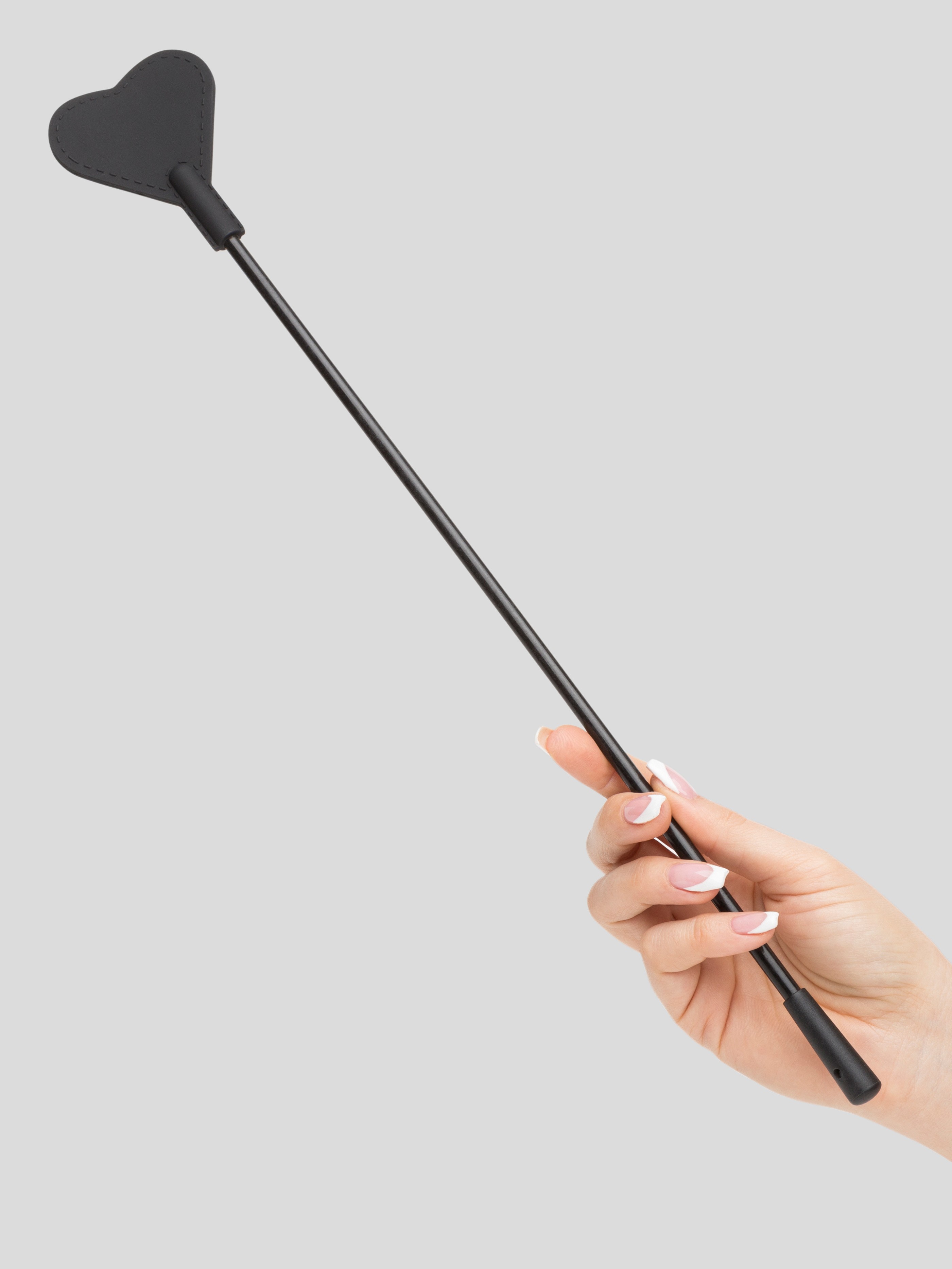 Bondage Boutique Black Skip a Beat Silicone Heart Riding Crop, Black, hi-res