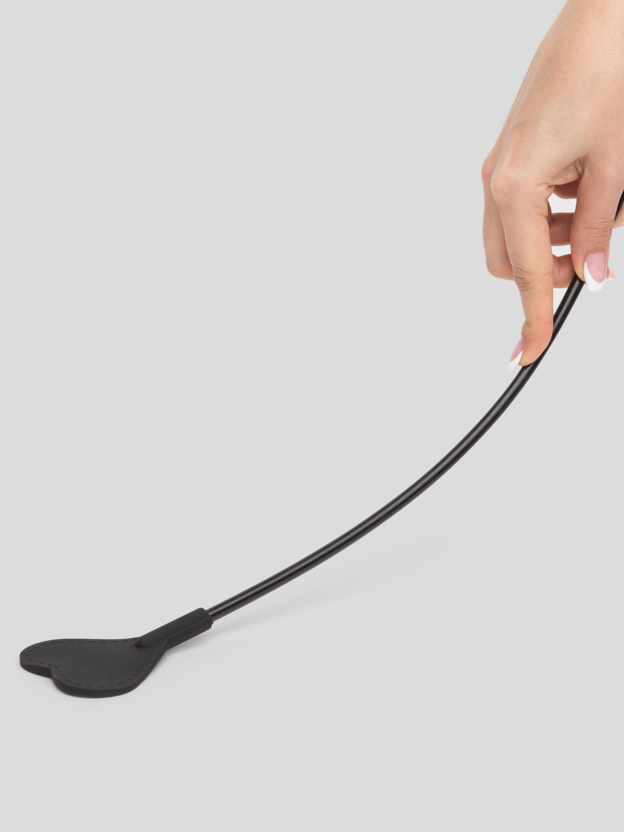 Bondage Boutique Black Skip a Beat Silicone Heart Riding Crop, Black, hi-res