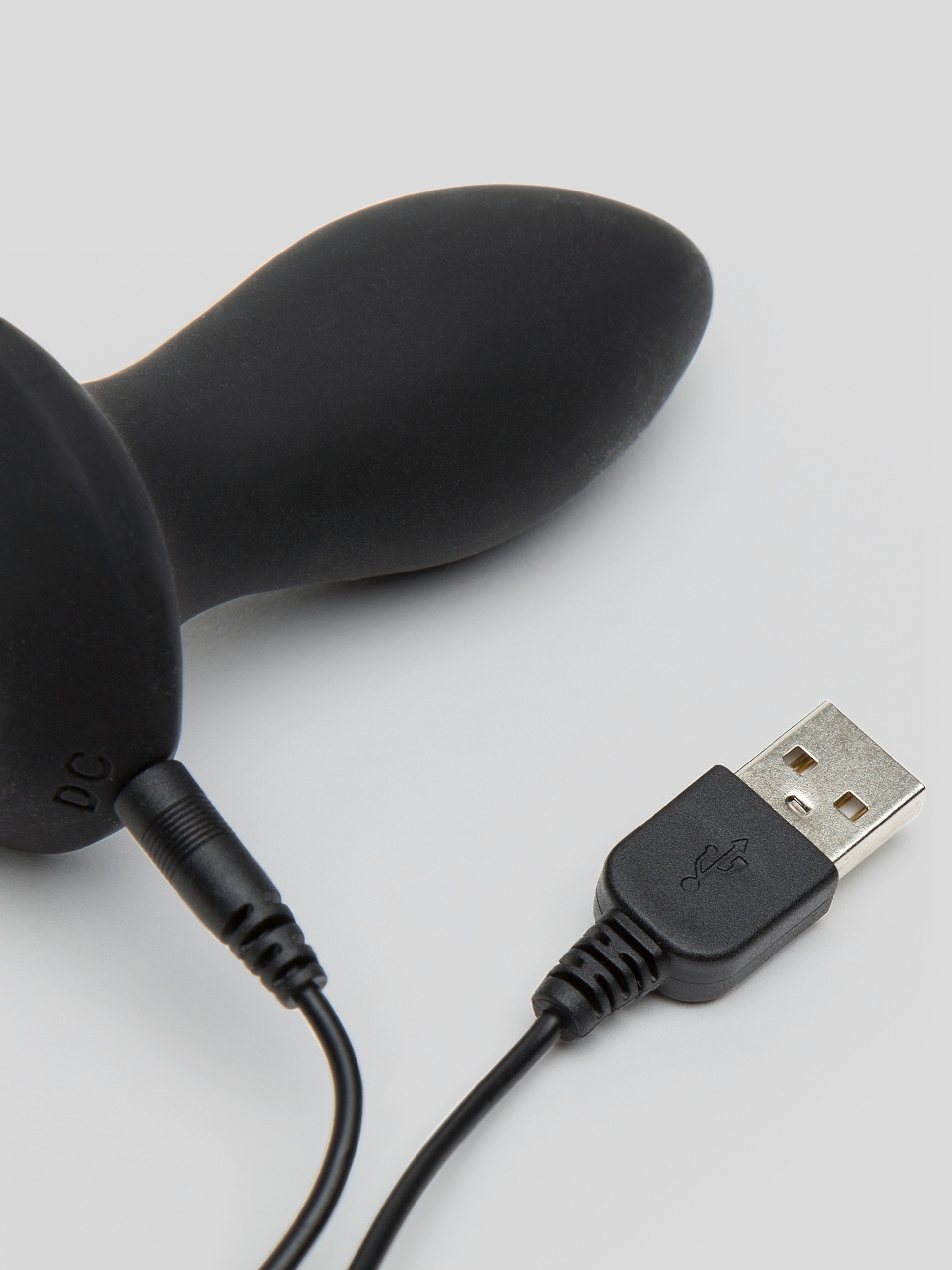 Power Gem Rechargeable Vibrating Silicone Butt Plug 2.5 Inch, Black, hi-res