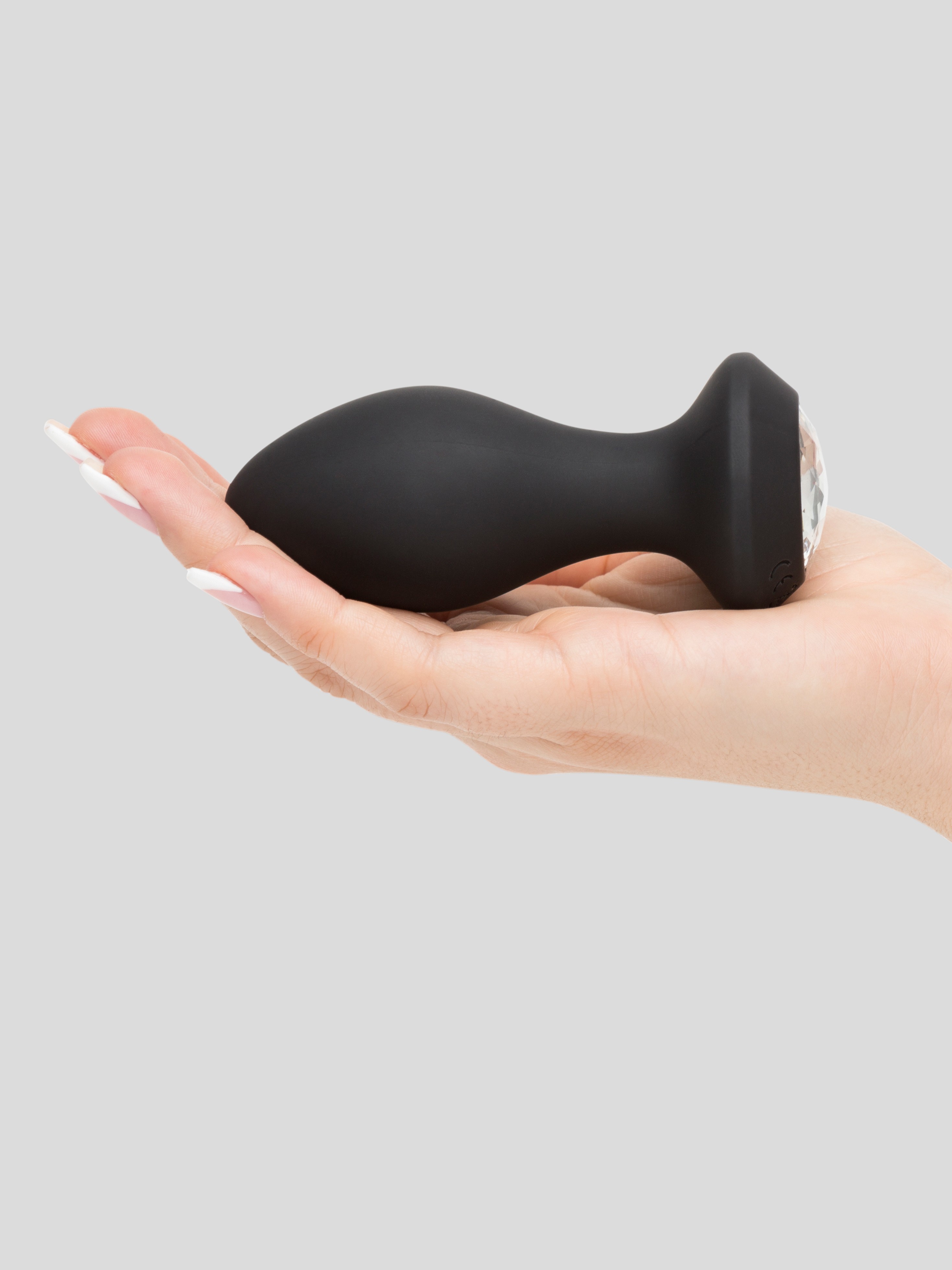 Power Gem Rechargeable Vibrating Silicone Butt Plug 2.5 Inch, Black, hi-res