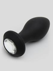 Power Gem Rechargeable Vibrating Silicone Butt Plug 3 Inch, Black, hi-res