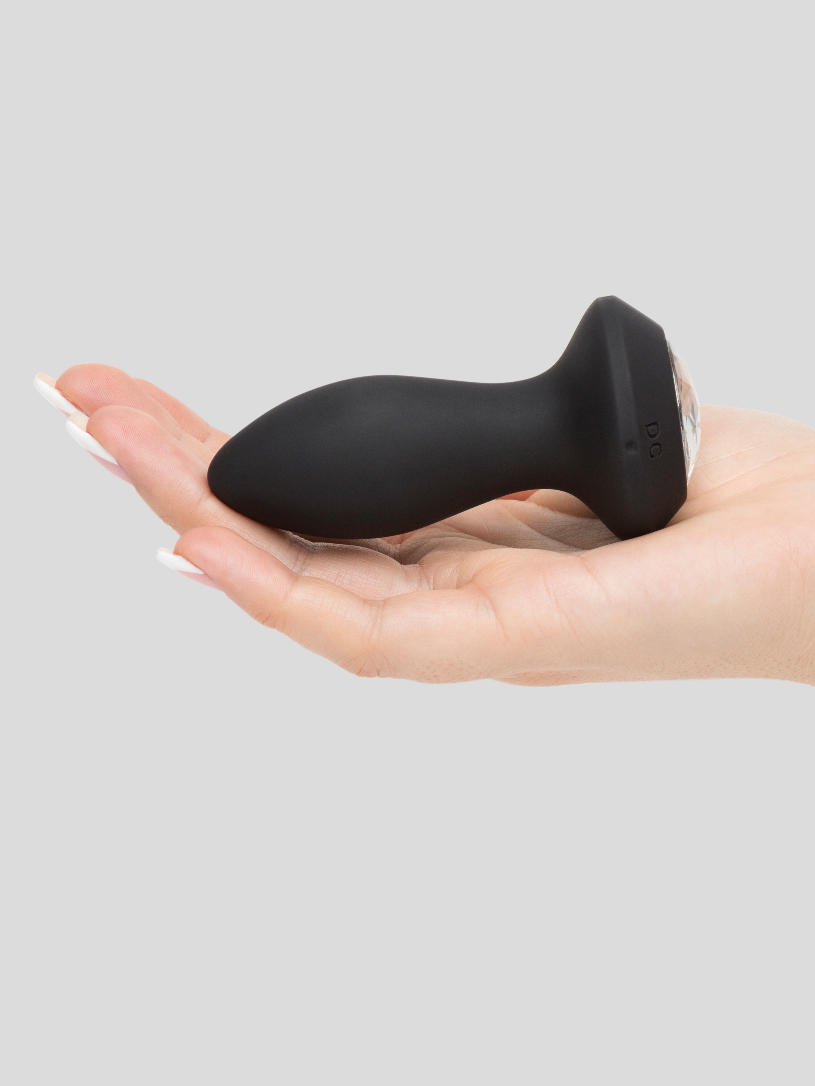 Power Gem Rechargeable Vibrating Silicone Butt Plug 3 Inch, Black, hi-res