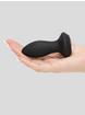 Power Gem Rechargeable Vibrating Silicone Butt Plug 3 Inch, Black, hi-res