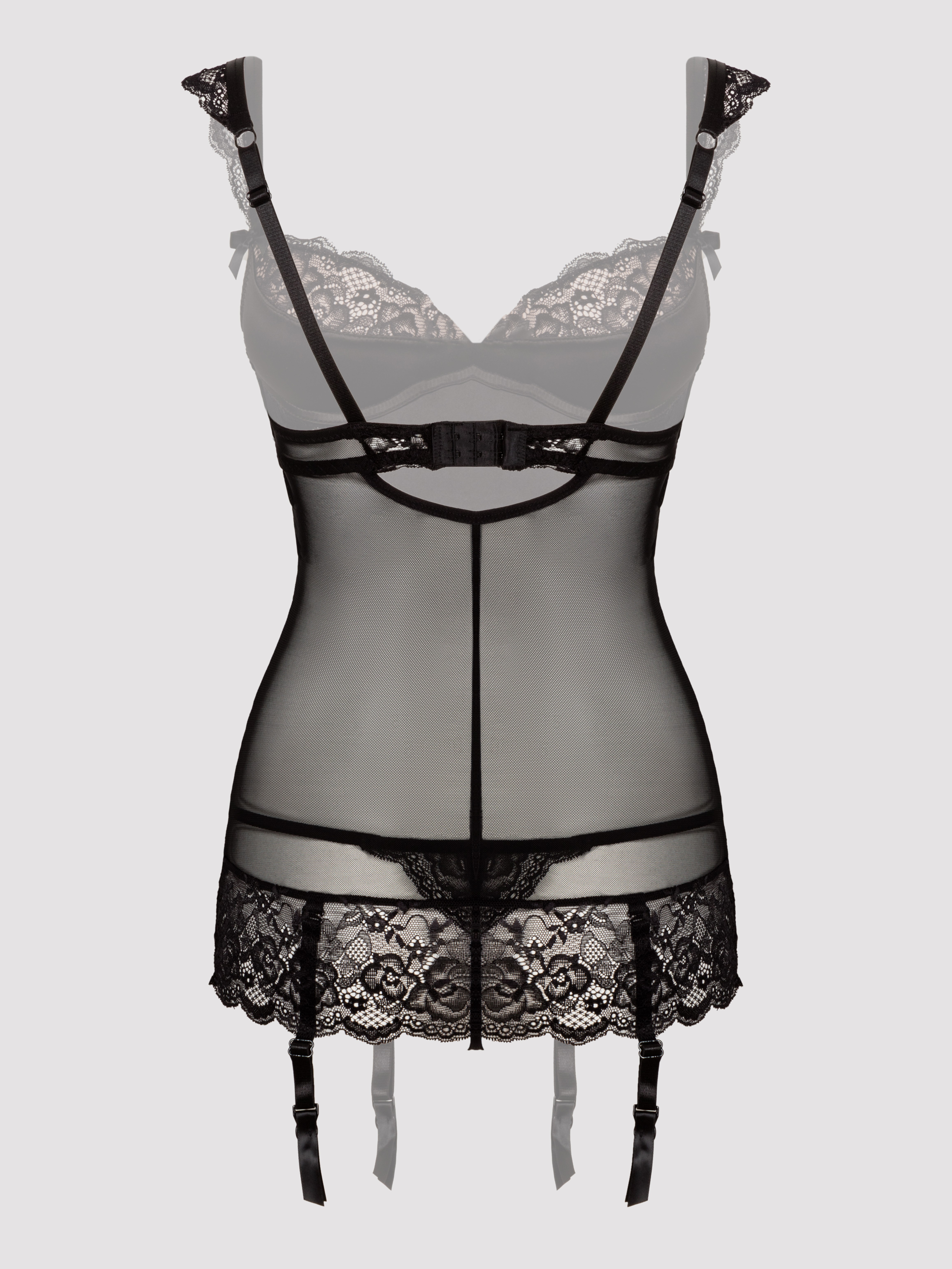 Lovehoney Treasure Me Purple Underwired Plunge Chemise Set, Black, hi-res