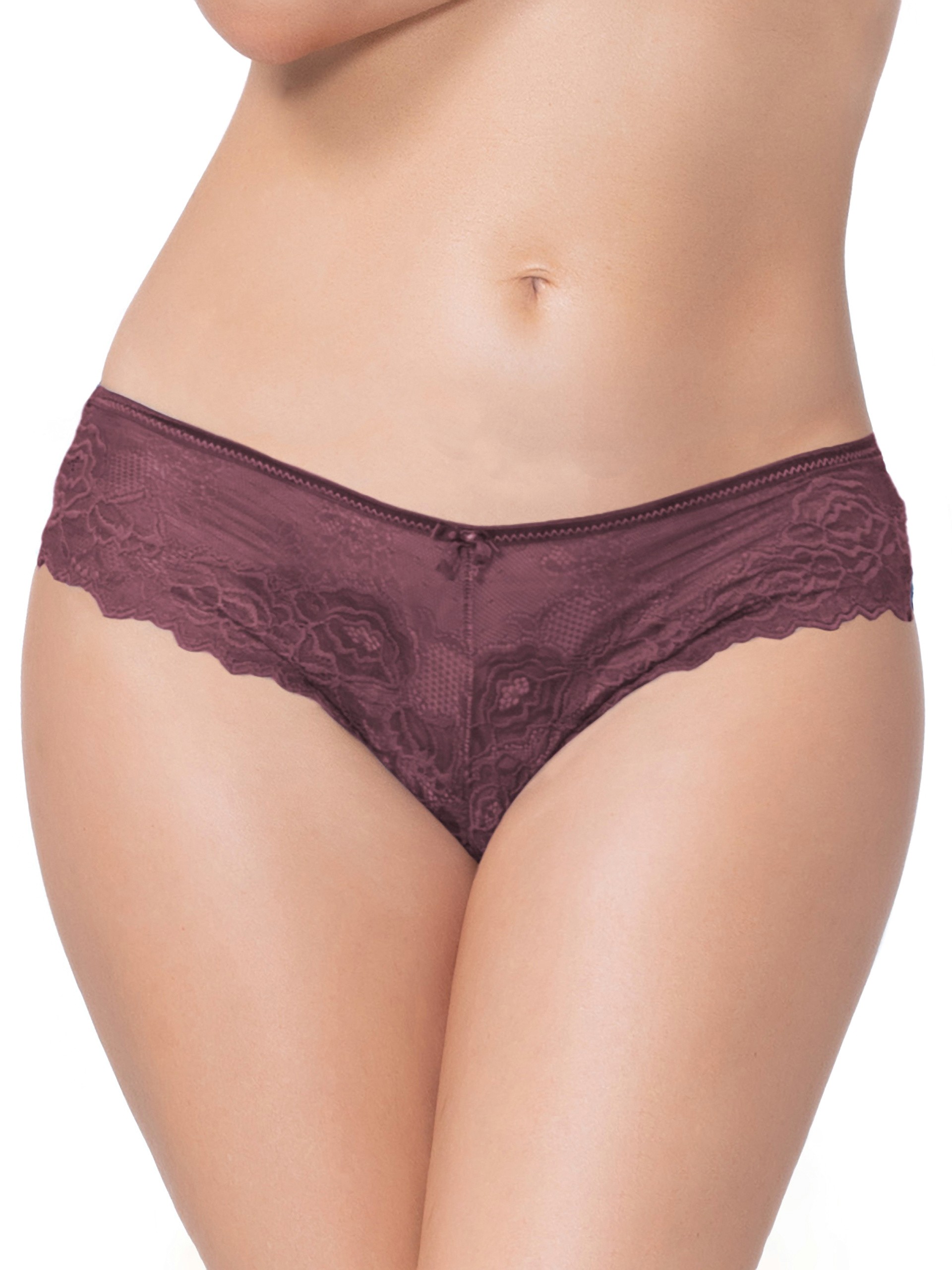Seven 'til Midnight Black Lace Cut-Out Thong, Purple, hi-res