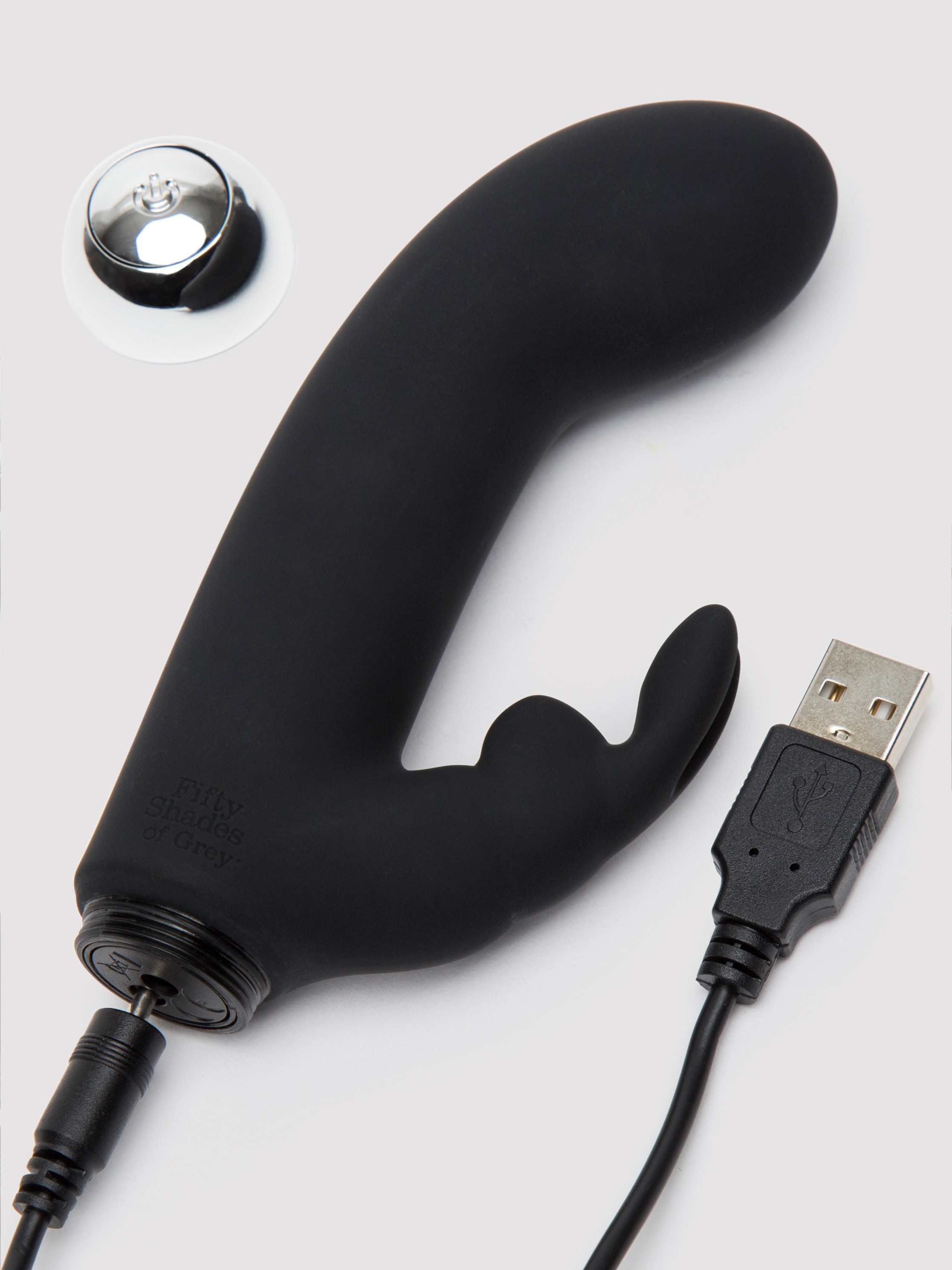 Fifty Shades of Grey Greedy Girl Rechargeable Mini Rabbit Vibrator, Black, hi-res