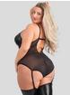 Lovehoney Plus Size Fierce Wet Look and Mesh Underwired Teddy, Black, hi-res