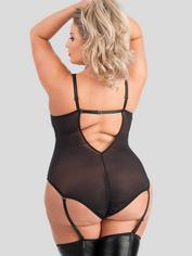Lovehoney Fierce Wet Look and Mesh Underwired Body, Black, hi-res