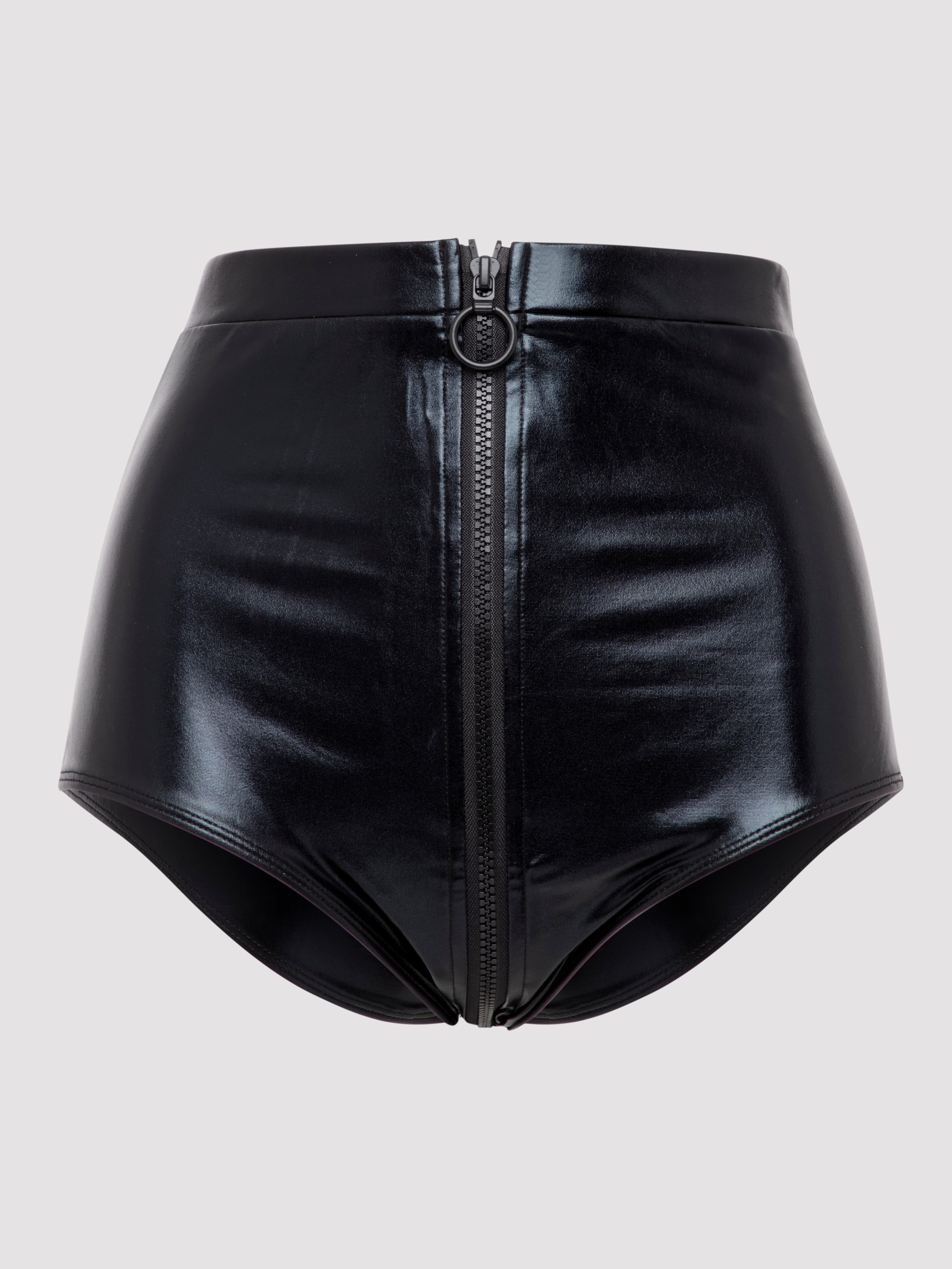 Lovehoney Fierce Wet Look High-Waisted Knickers, Black, hi-res