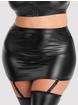 Lovehoney Plus Size Fierce Wet Look Suspender Skirt 	, Black, hi-res