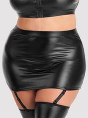 Lovehoney Fierce Wet Look Suspender Skirt 	, Black, hi-res